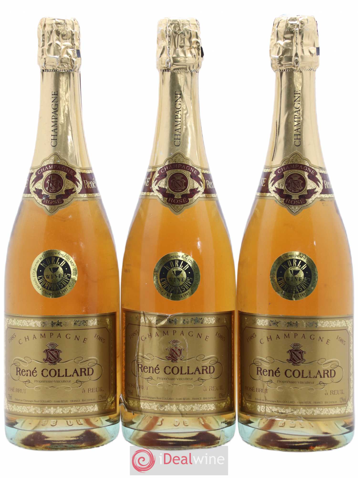 Champagne - Brut Rosé René Collard 1985 - Lot de 3 bouteilles - 0