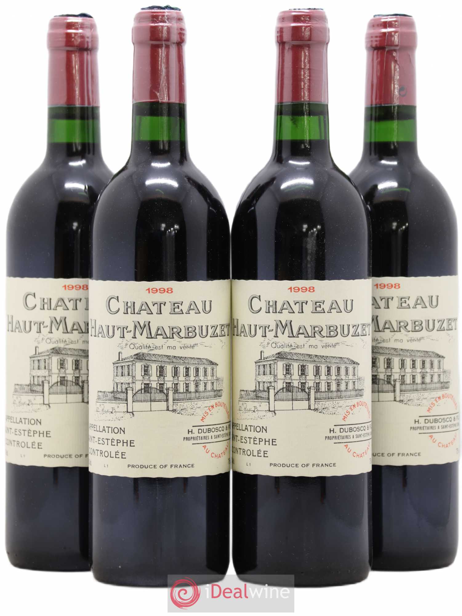 Château Haut Marbuzet 1998 - Lot de 4 bouteilles - 0