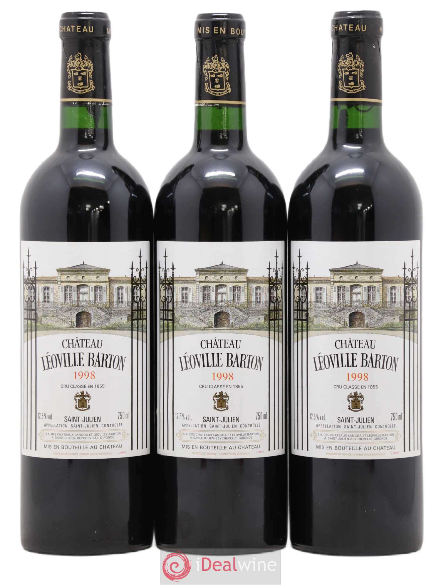 Château Léoville Barton 2ème Grand Cru Classé 1998 - Lot de 3 bouteilles - 0