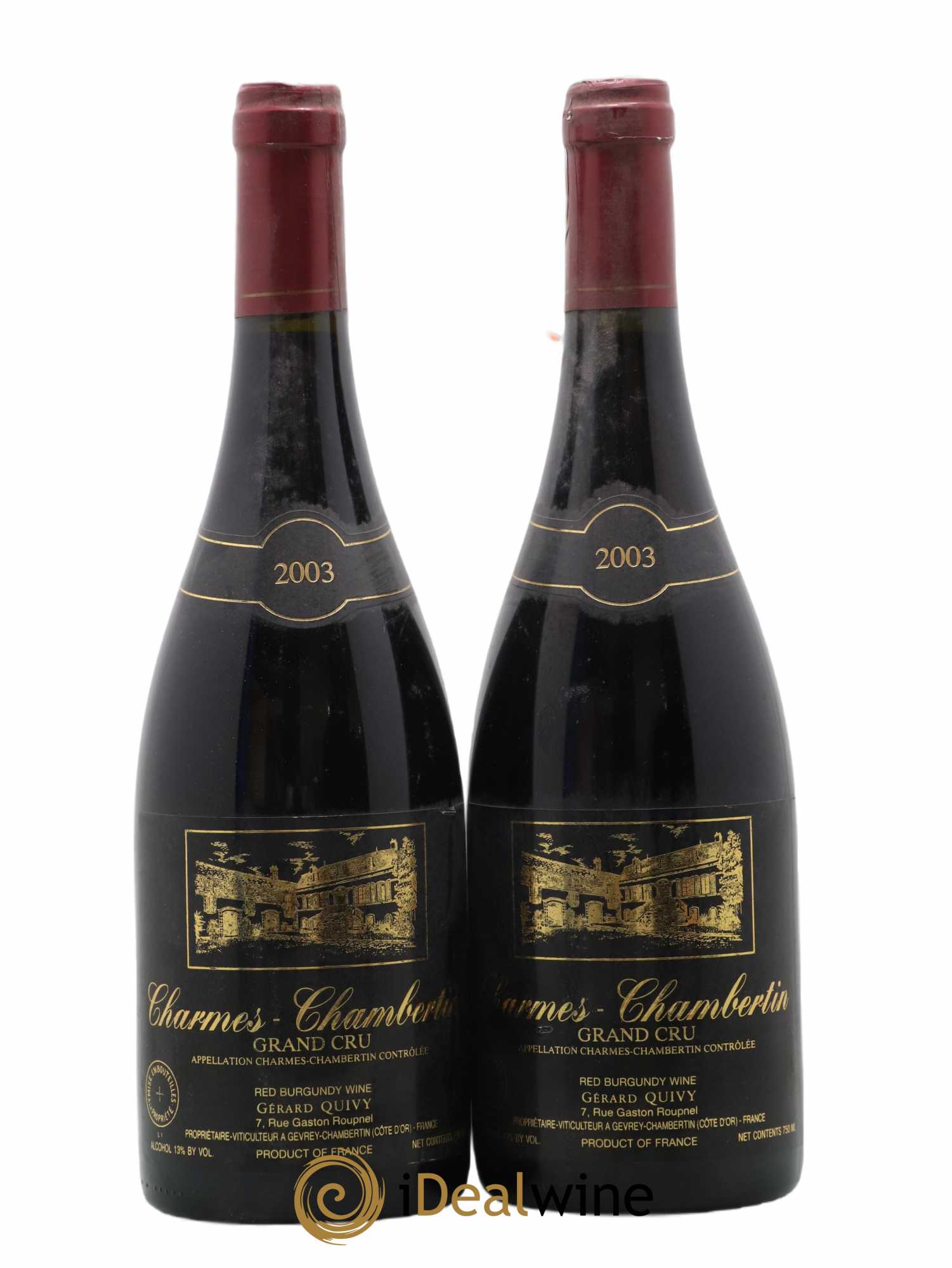 Charmes-Chambertin Grand Cru Gerard Quivy 2003 - Lot de 2 bouteilles - 0
