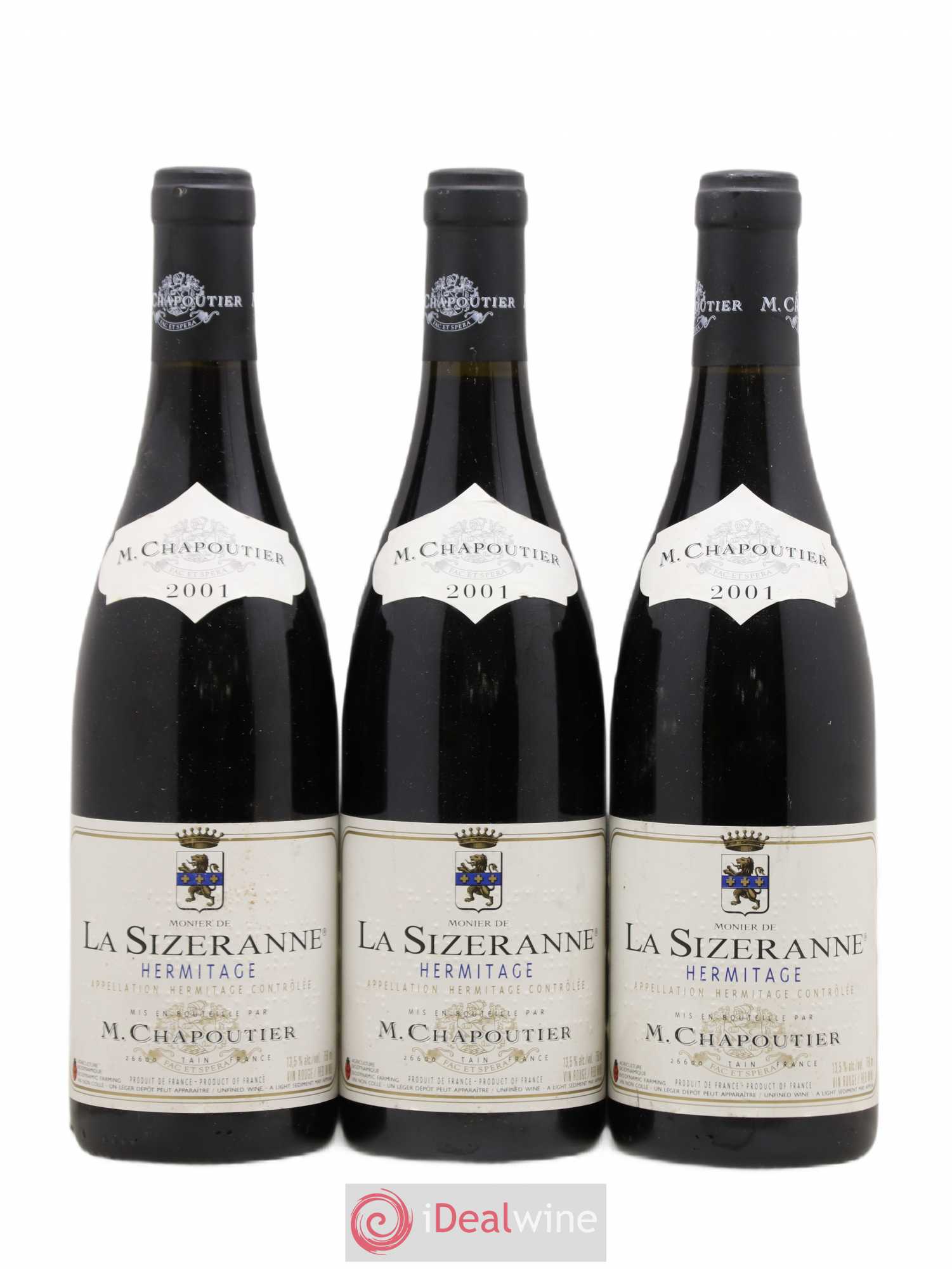 Hermitage Monier de La Sizeranne Chapoutier 2001 - Lot de 3 bouteilles - 0