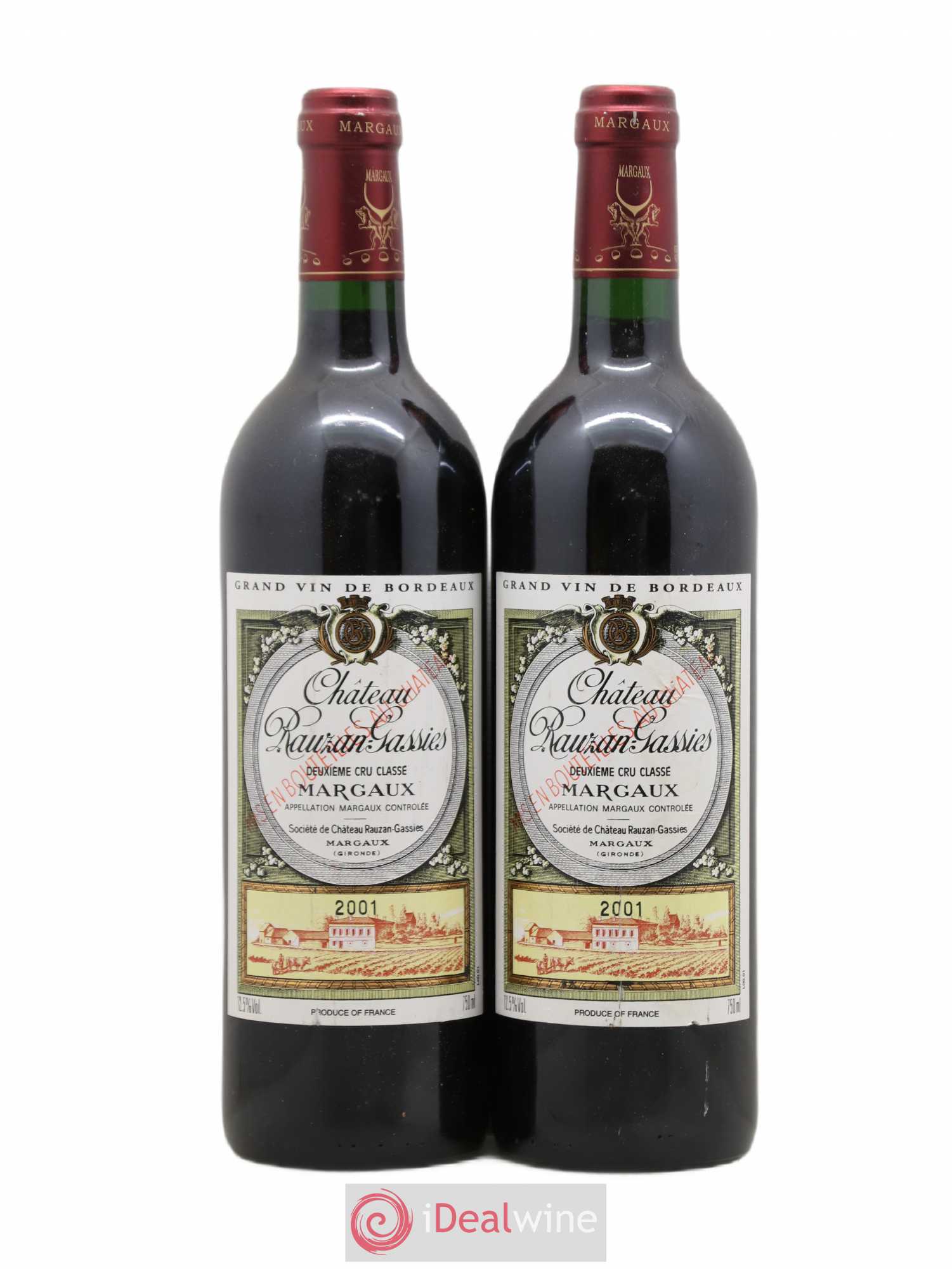 Château Rauzan-Gassies 2ème Grand Cru Classé 2001 - Lot de 2 bouteilles - 0