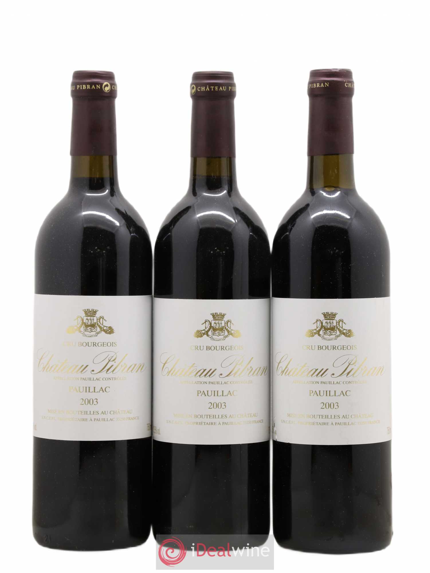 Château Pibran (sans prix de réserve) 2003 - Lot de 3 bouteilles - 0