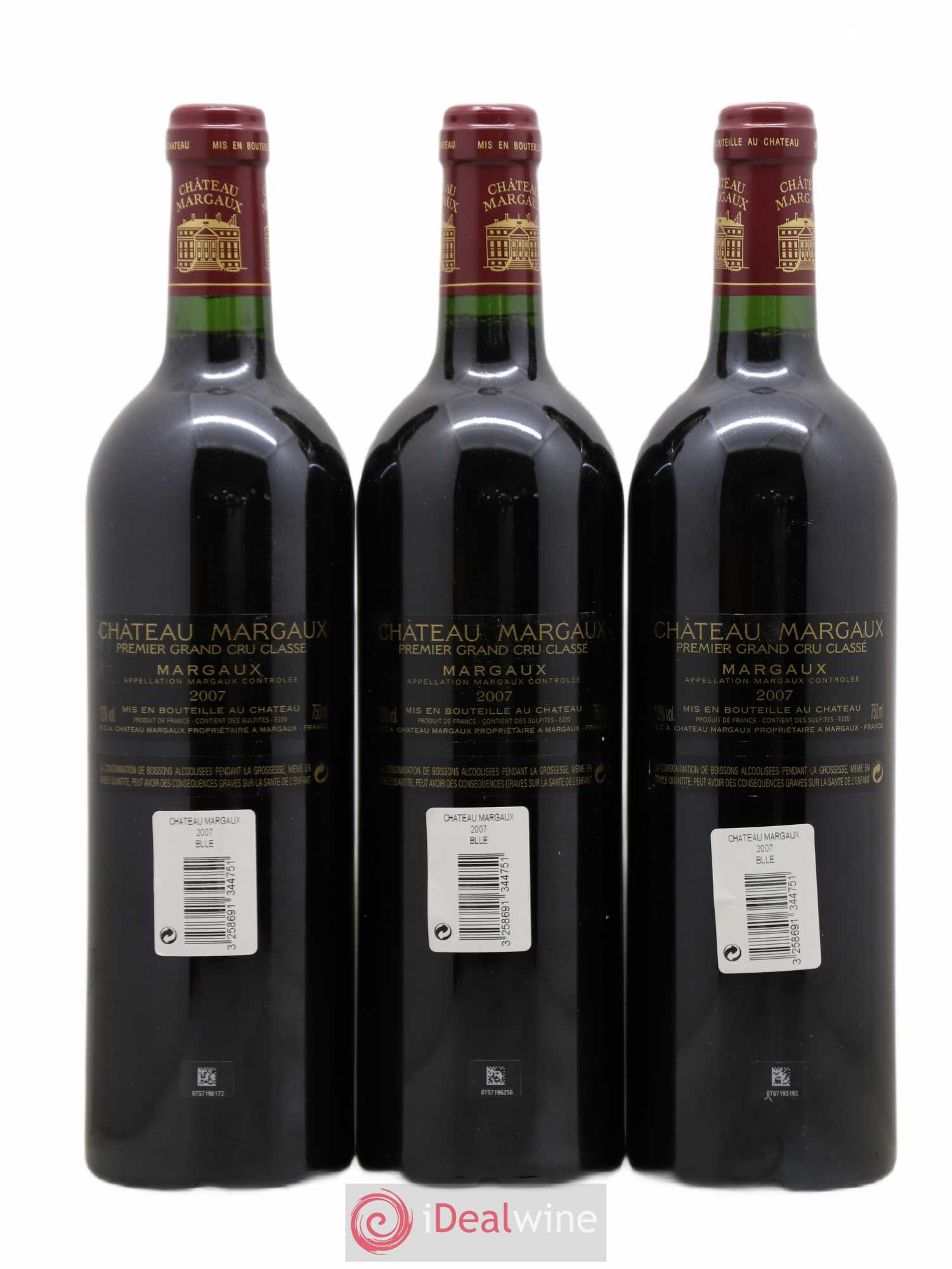 Château Margaux 1er Grand Cru Classé 2007 - Lot de 3 bouteilles - 1