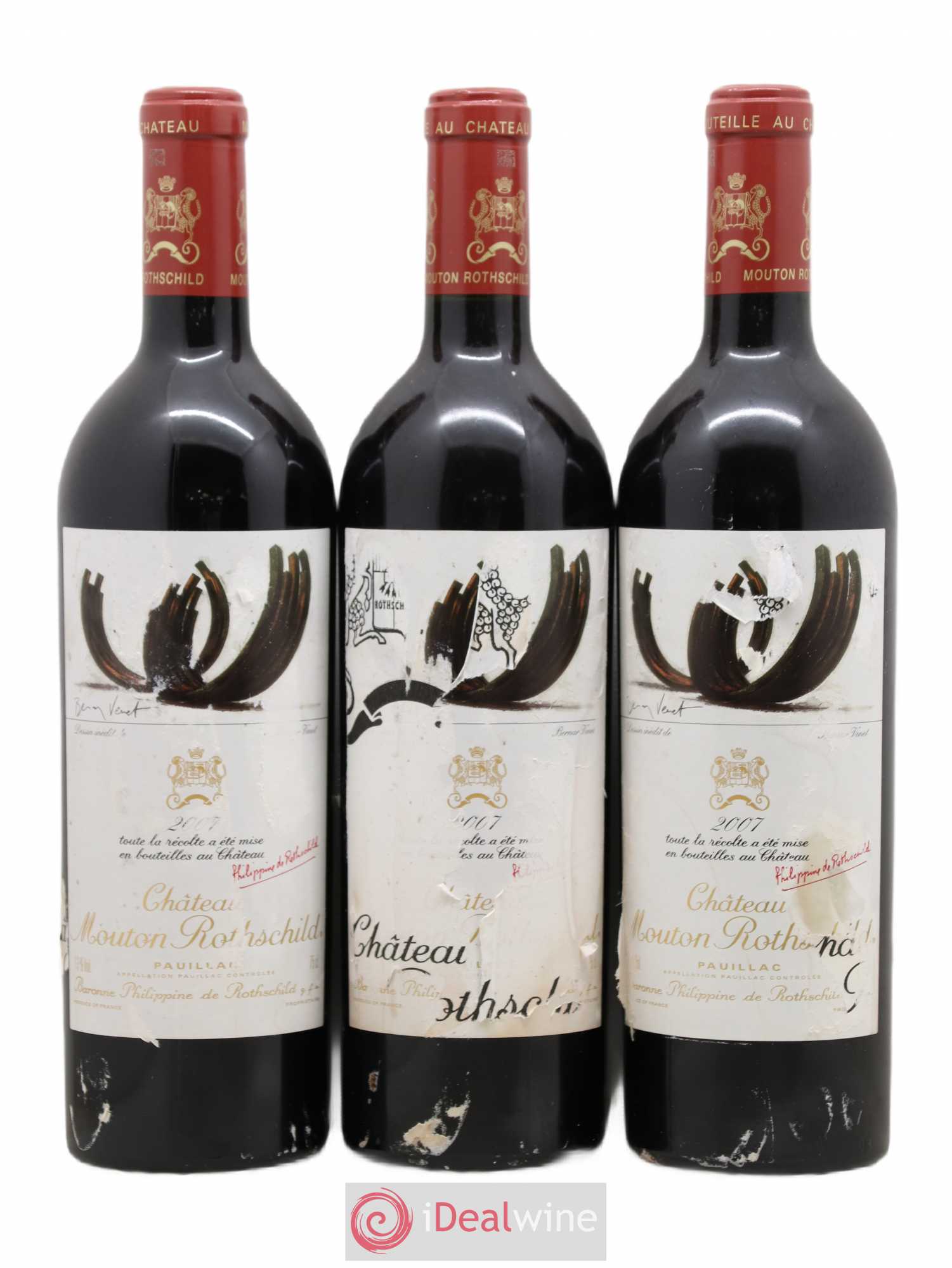 Château Mouton Rothschild 1er Grand Cru Classé 2007 - Lot de 3 bouteilles - 0