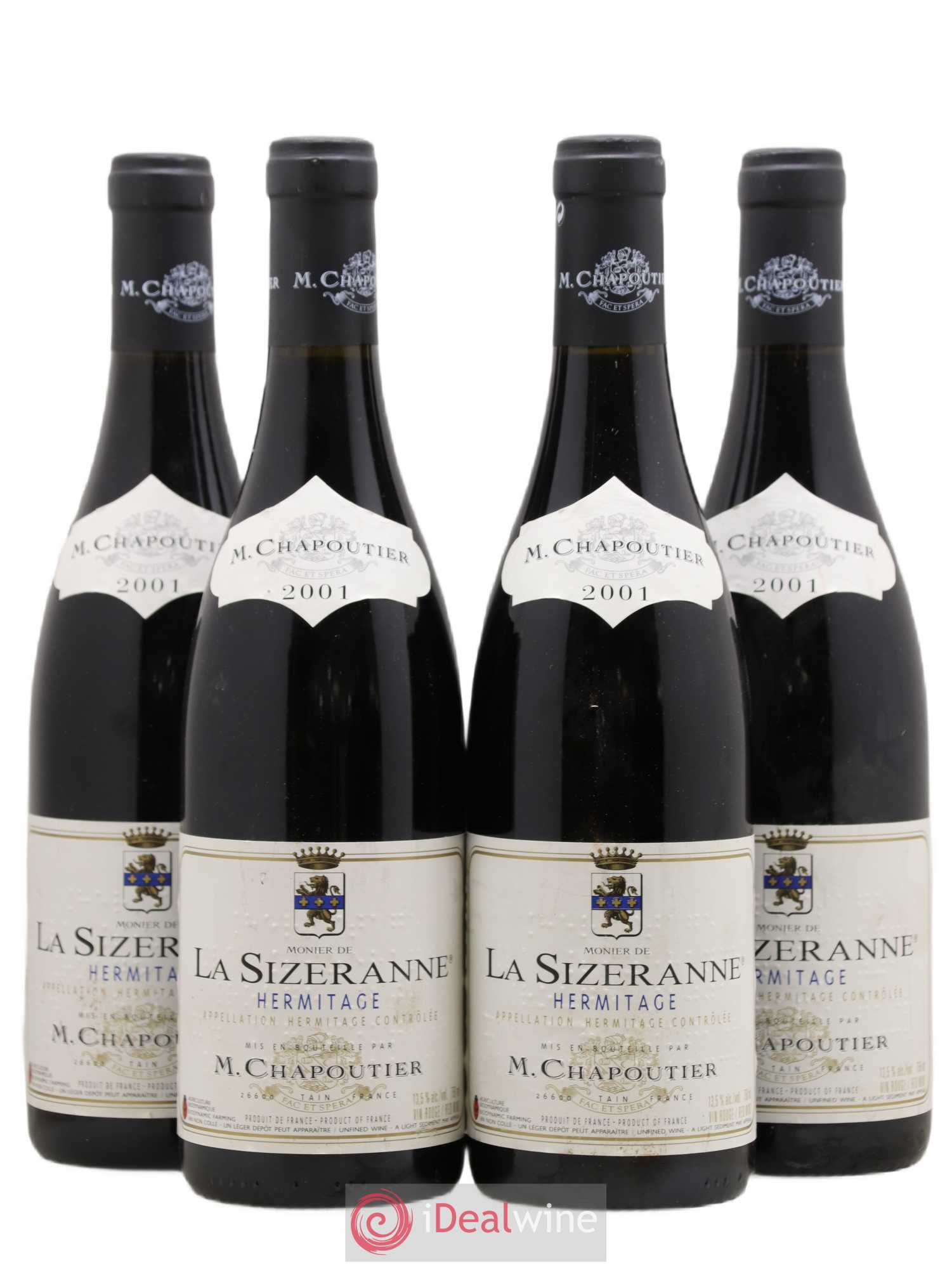 Hermitage Monier de La Sizeranne Chapoutier 2001 - Lot de 4 bouteilles - 0