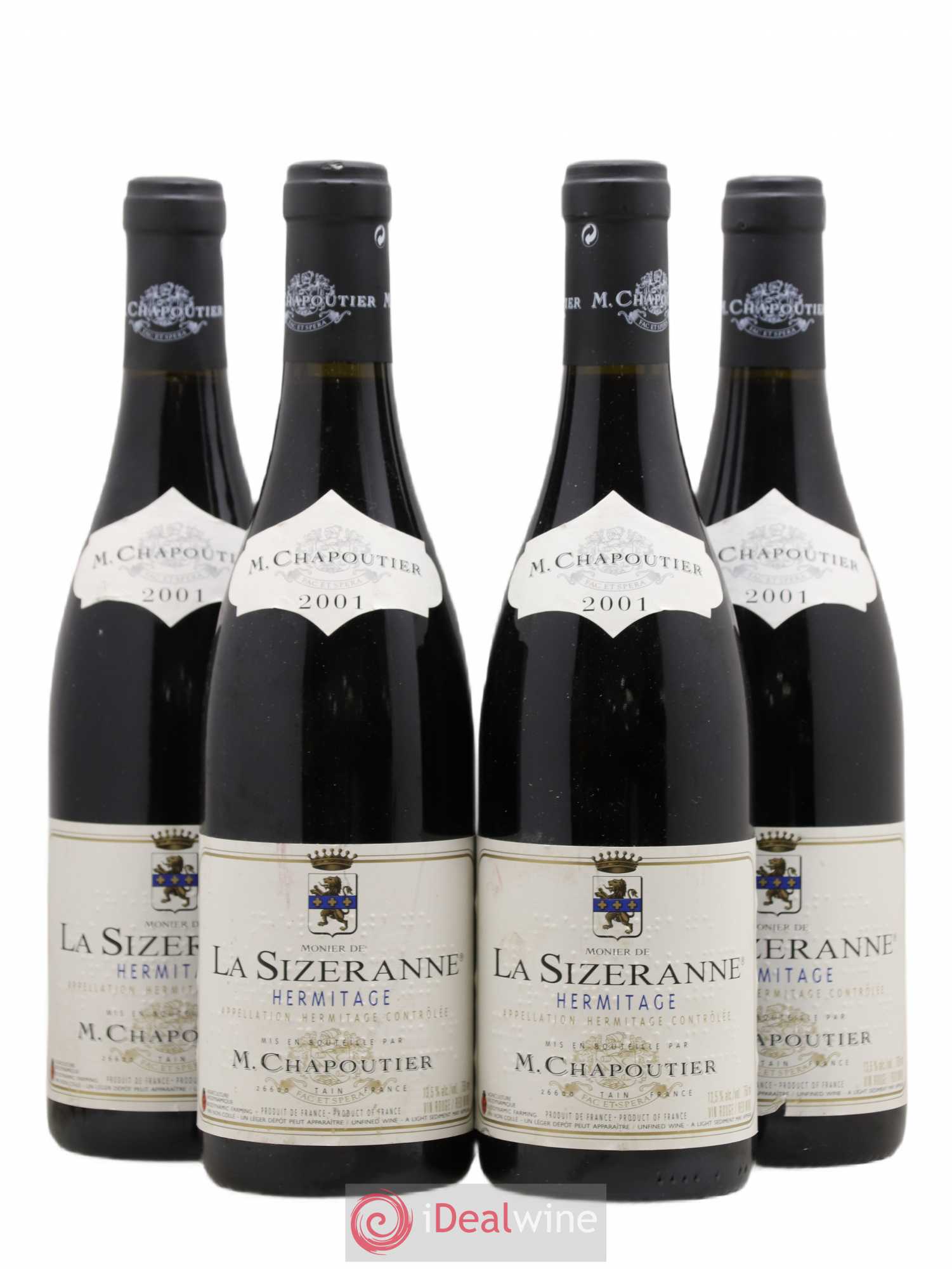 Hermitage Monier de La Sizeranne Chapoutier 2001 - Lot de 4 bouteilles - 0