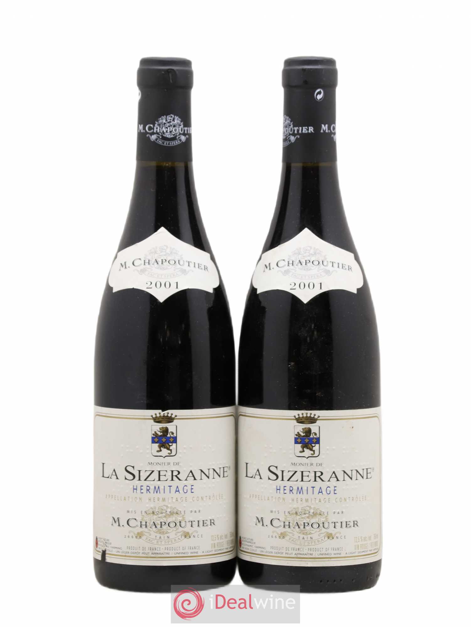 Hermitage Monier de La Sizeranne Chapoutier 2001 - Lot de 2 bouteilles - 0