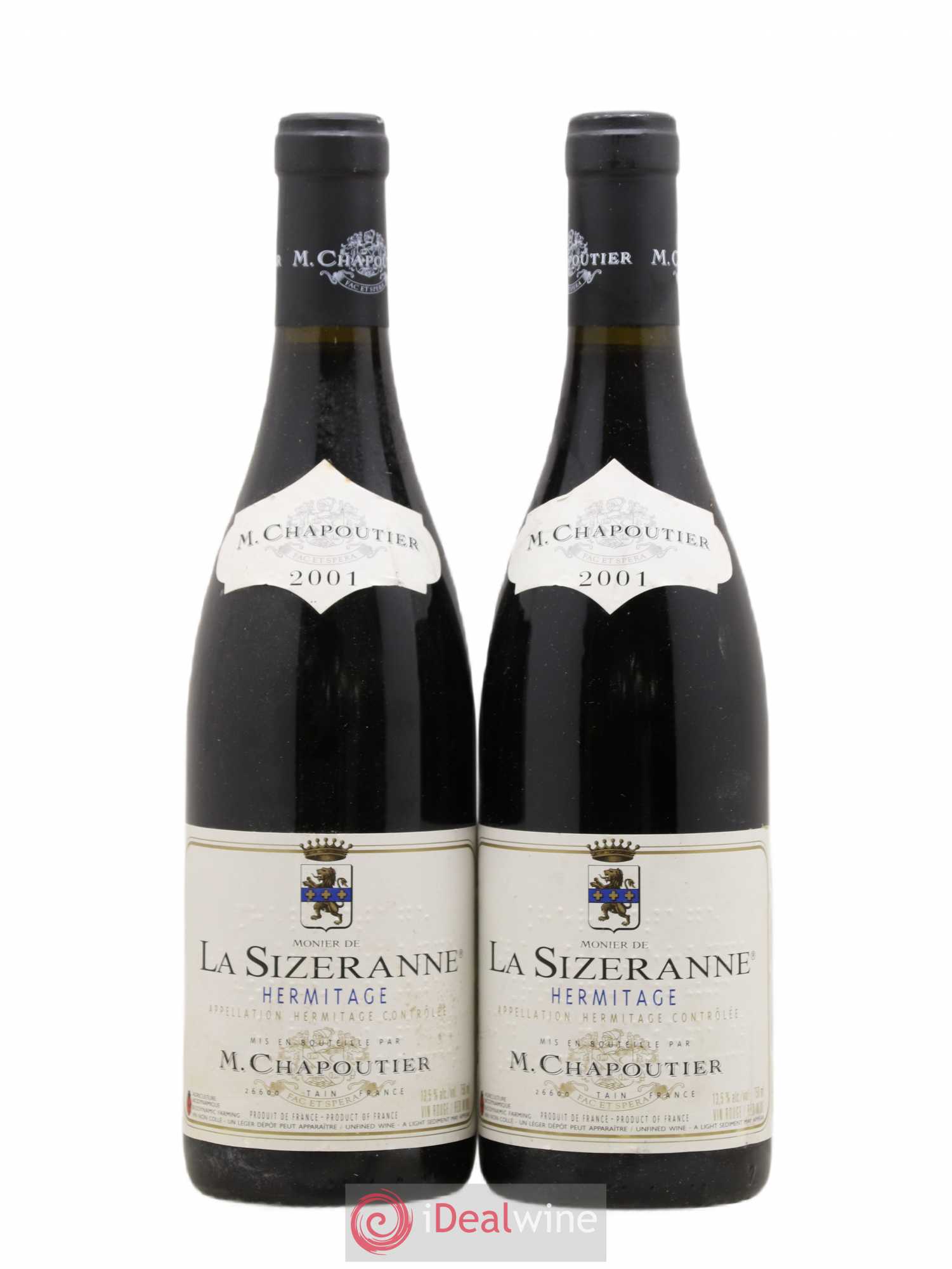 Hermitage Monier de La Sizeranne Chapoutier 2001 - Lot de 2 bouteilles - 0