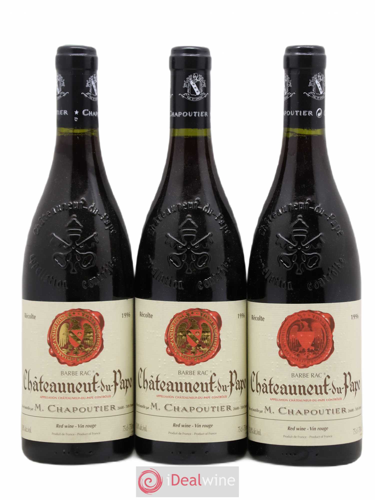 Châteauneuf-du-Pape Barbe Rac Chapoutier 1996 - Lot de 3 bouteilles - 0