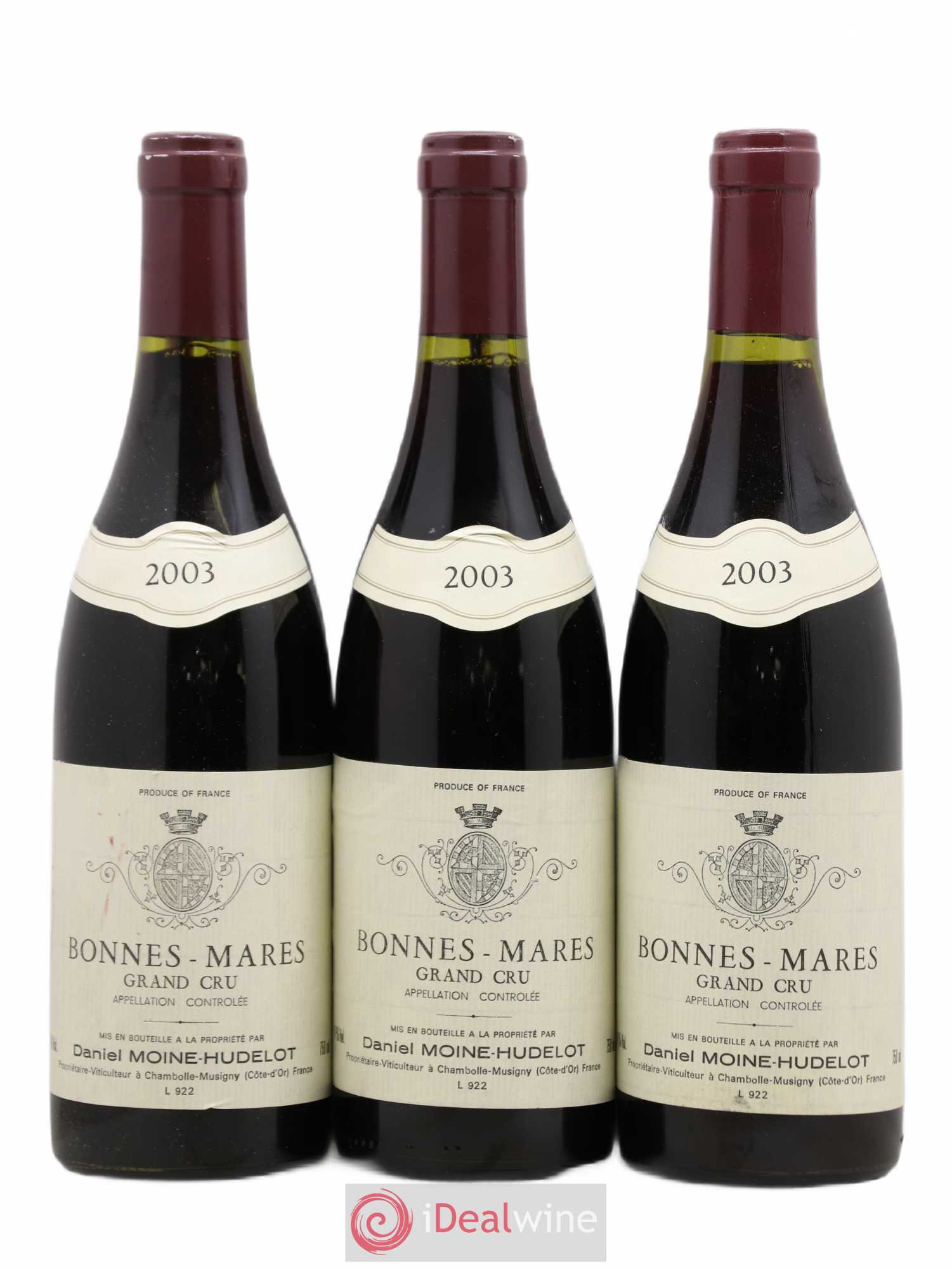 Bonnes-Mares Grand Cru Moine-Hudelot (Domaine) 2003 - Lot de 3 bouteilles - 0