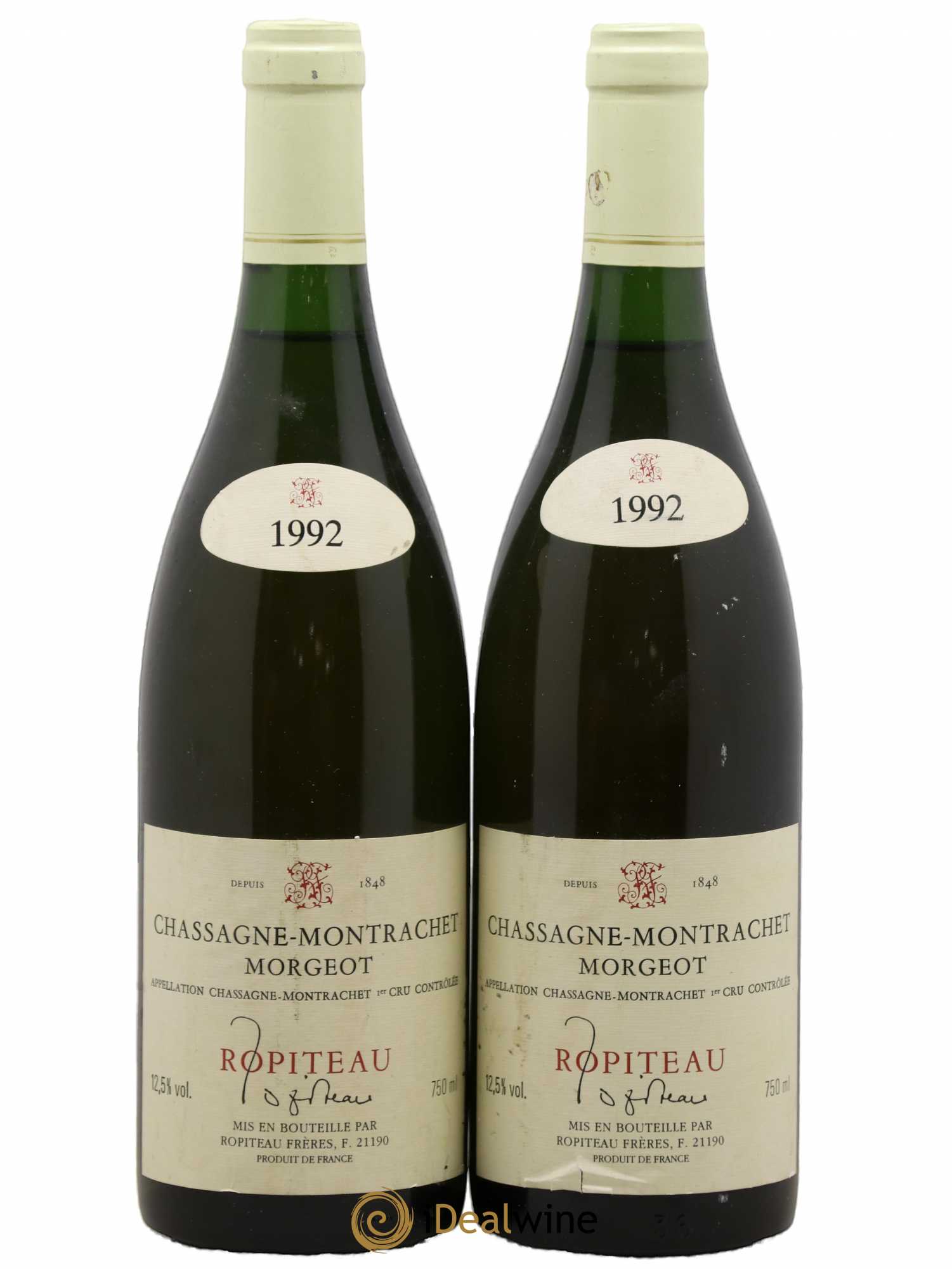 Chassagne-Montrachet 1er Cru Morgeot Ropiteau 1992 - Lot de 2 bouteilles - 0
