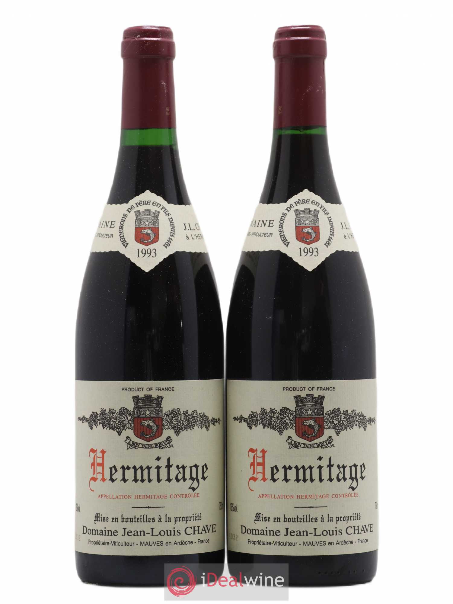 Hermitage Jean-Louis Chave 1993 - Lot de 2 bouteilles - 0