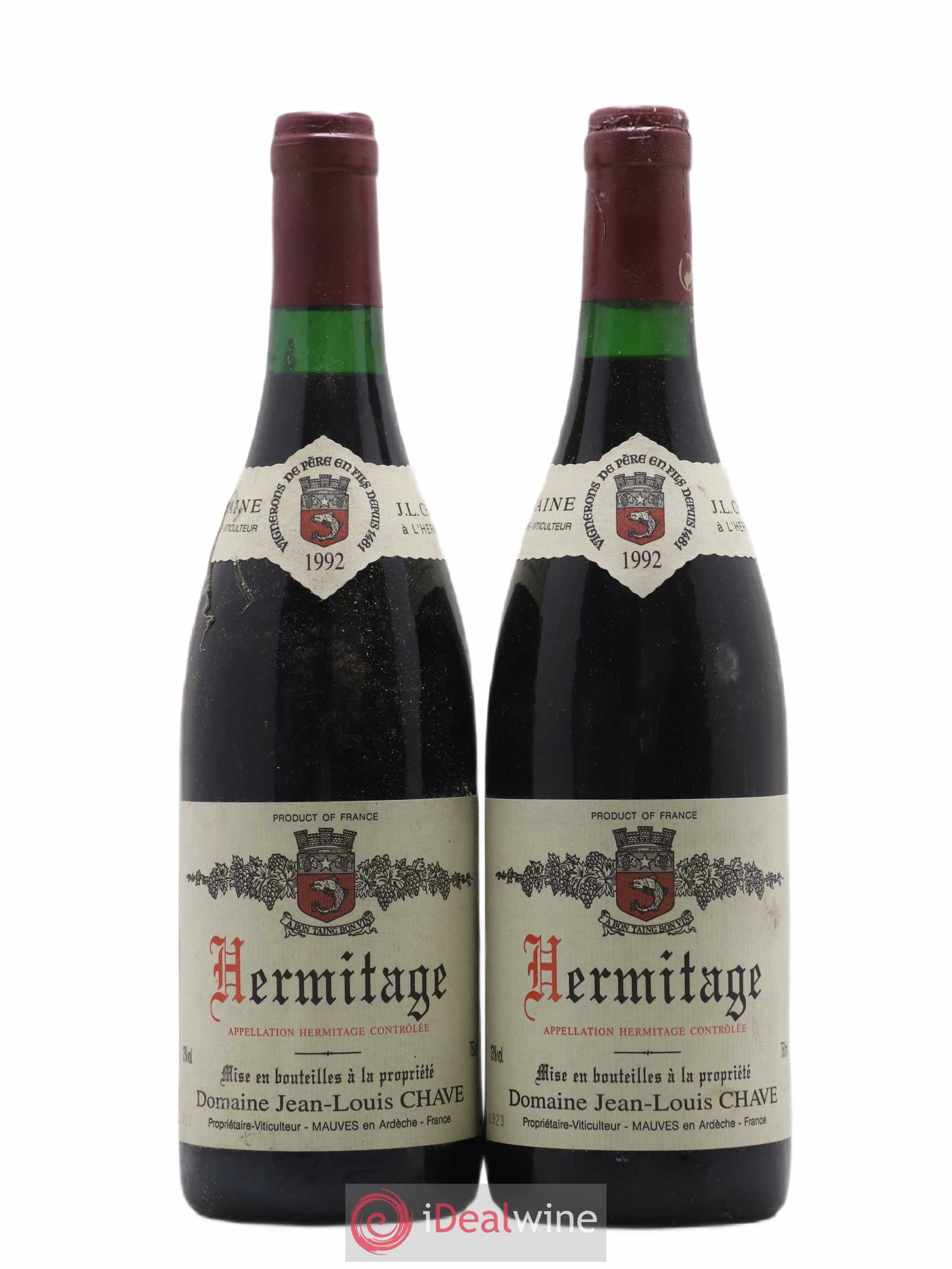 Hermitage Jean-Louis Chave 1992 - Lot de 2 bouteilles - 0