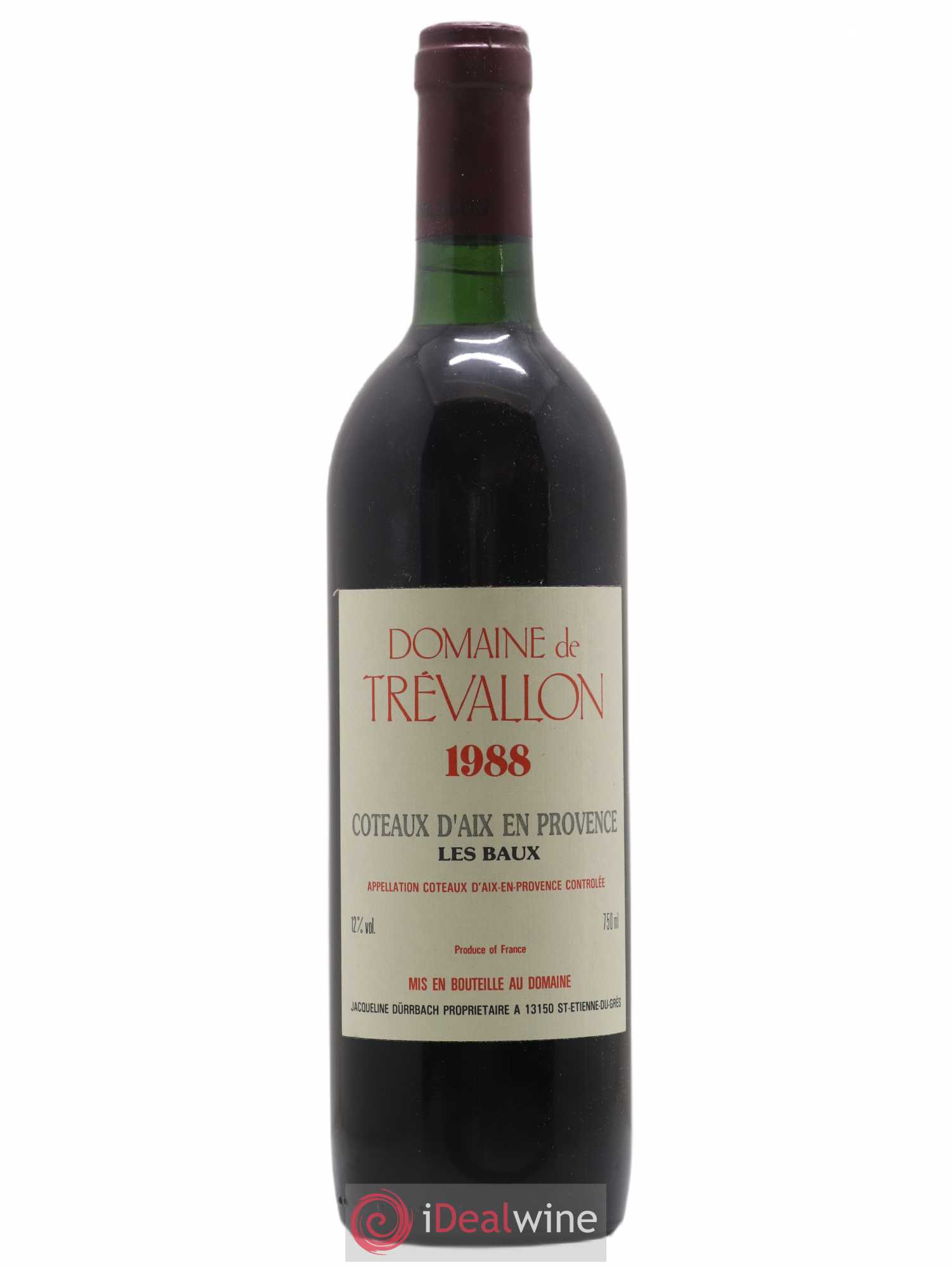 Coteaux d'Aix-en-Provence Trévallon (Domaine de) Eloi Dürrbach 1988 - Lot de 1 bouteille - 0