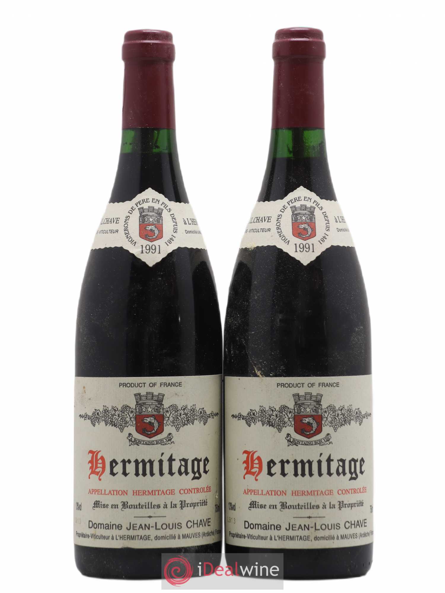Hermitage Jean-Louis Chave 1991 - Lot de 2 bouteilles - 0