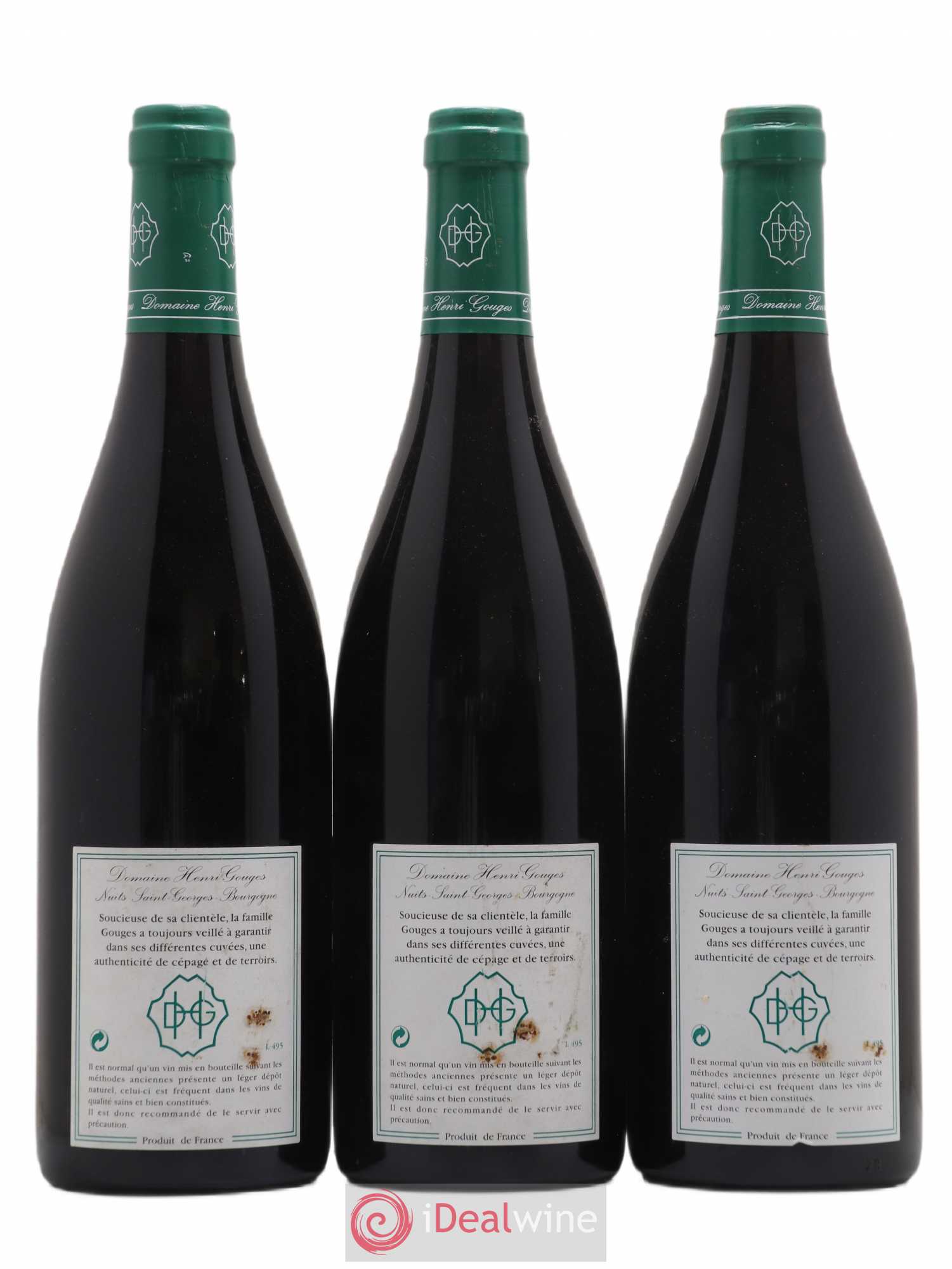 Nuits-Saint-Georges 1er Cru Les Saints Georges Henri Gouges 1996 - Lot de 3 bouteilles - 1