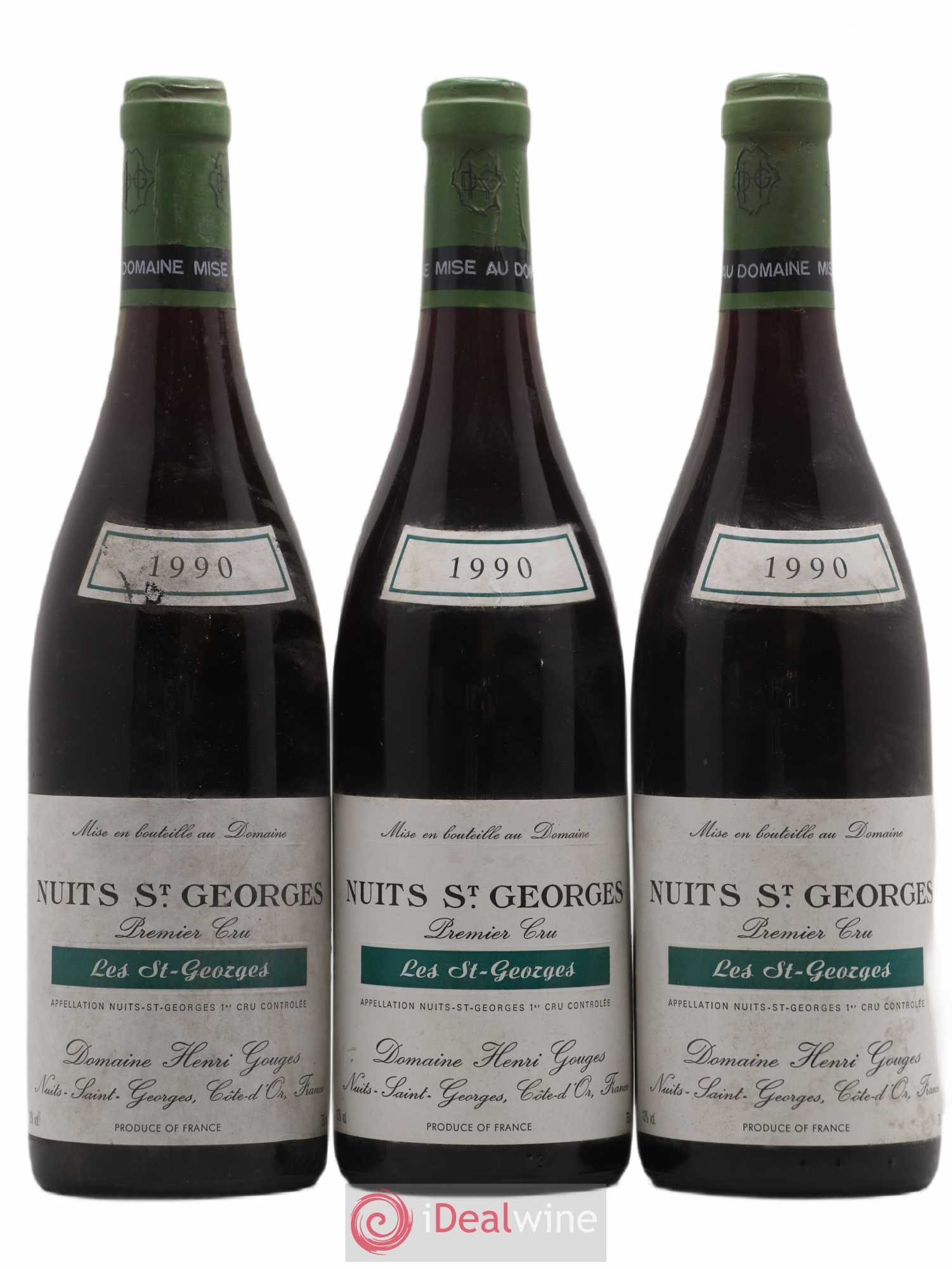 Nuits-Saint-Georges 1er Cru Les Saints Georges Henri Gouges 1990 - Lot de 3 bouteilles - 0
