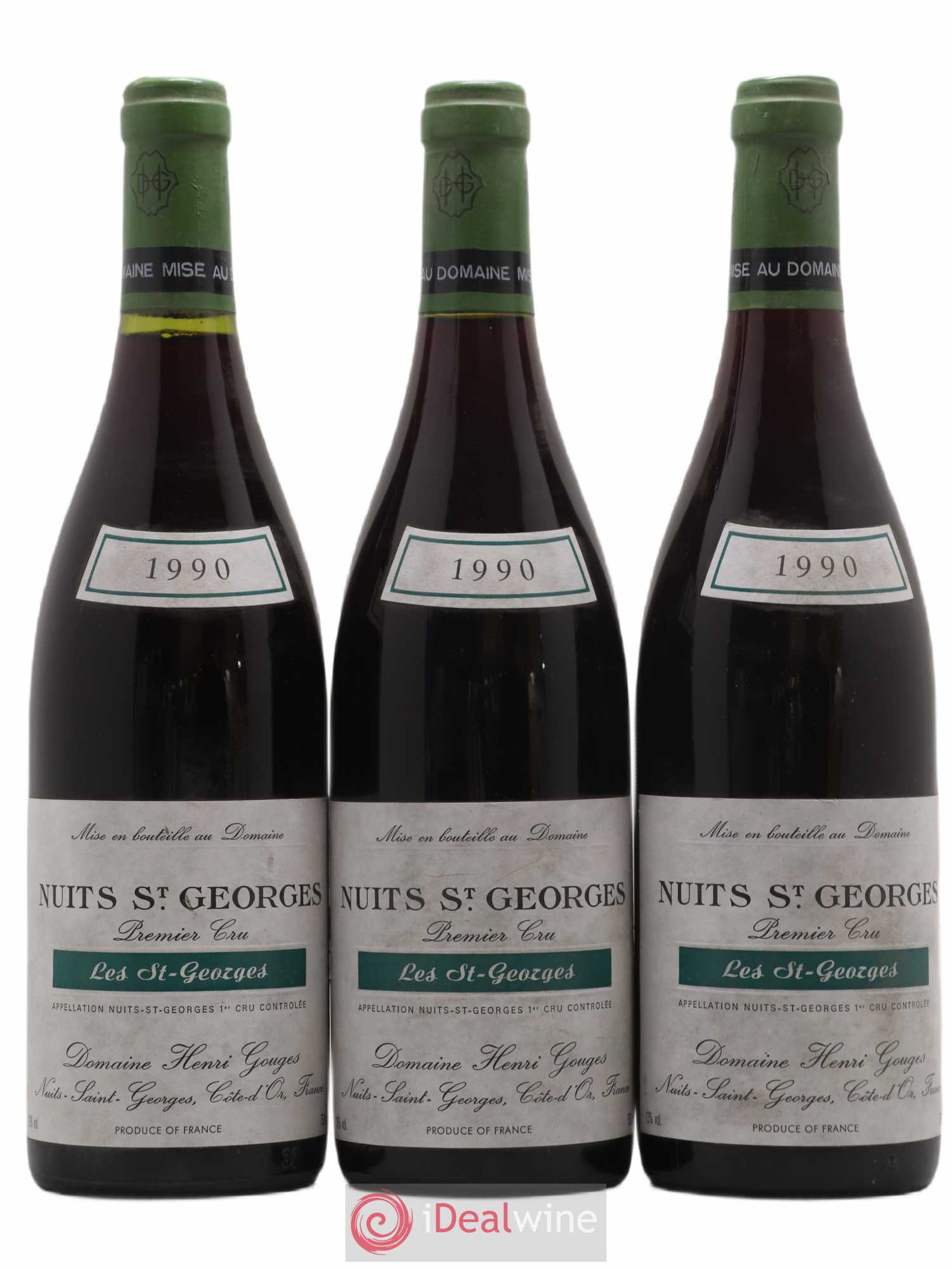 Nuits-Saint-Georges 1er Cru Les Saints Georges Henri Gouges 1990 - Posten von 3 Flaschen - 0