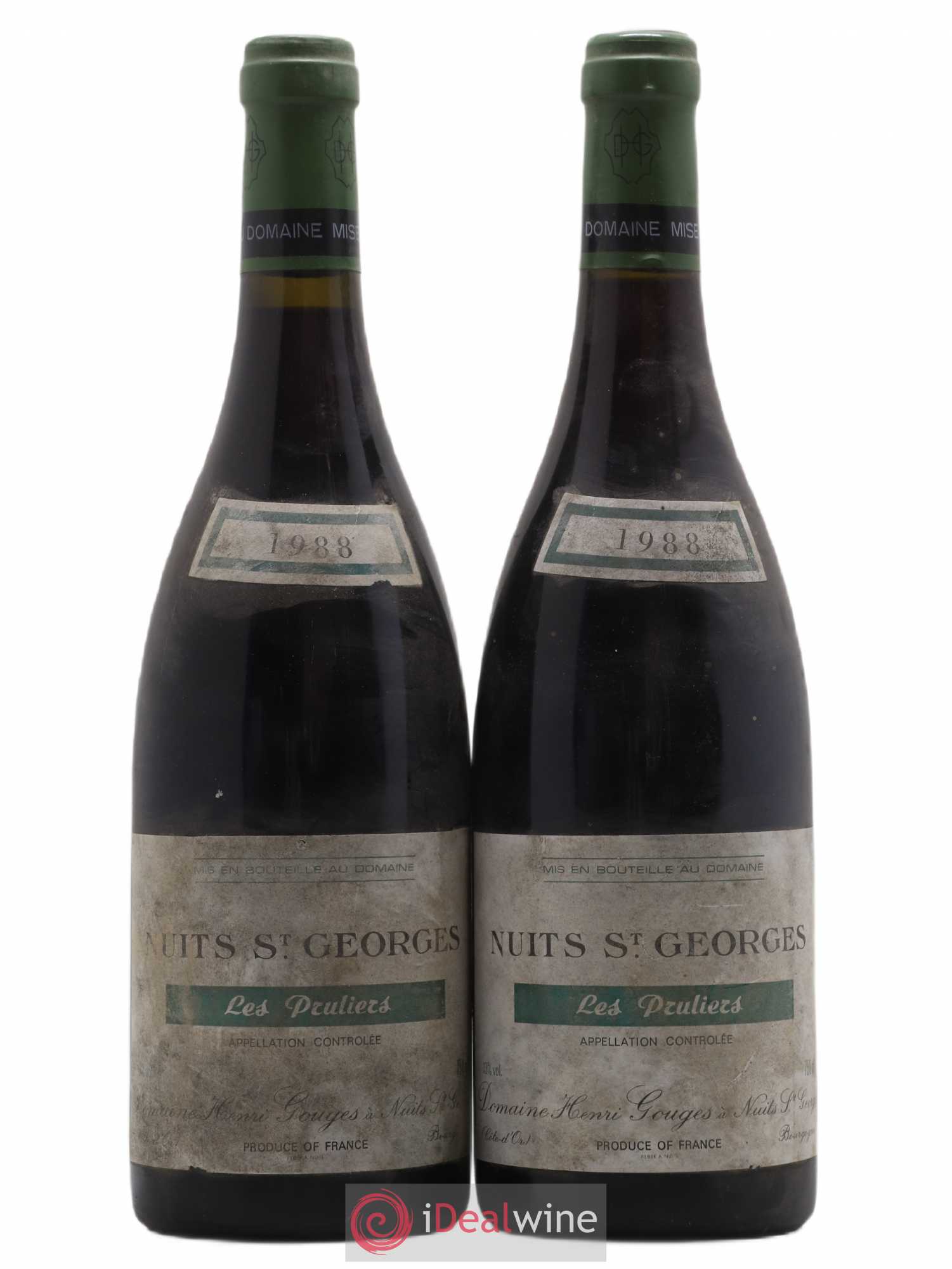 Nuits-Saint-Georges 1er Cru Les Pruliers Henri Gouges 1988 - Lot de 2 bouteilles - 0