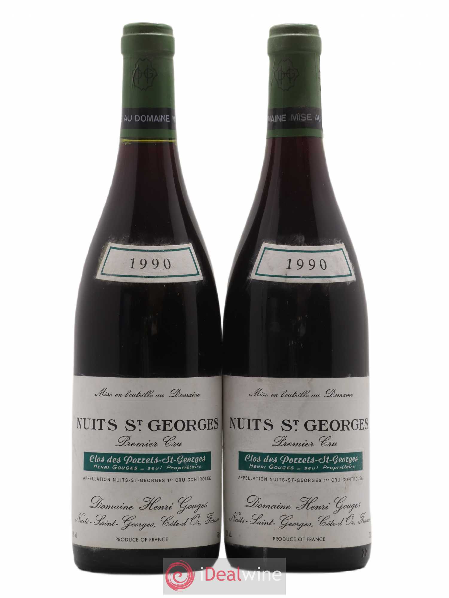 Nuits-Saint-Georges 1er Cru Clos des Porrets St Georges Henri Gouges 1990 - Posten von 2 Flaschen - 0