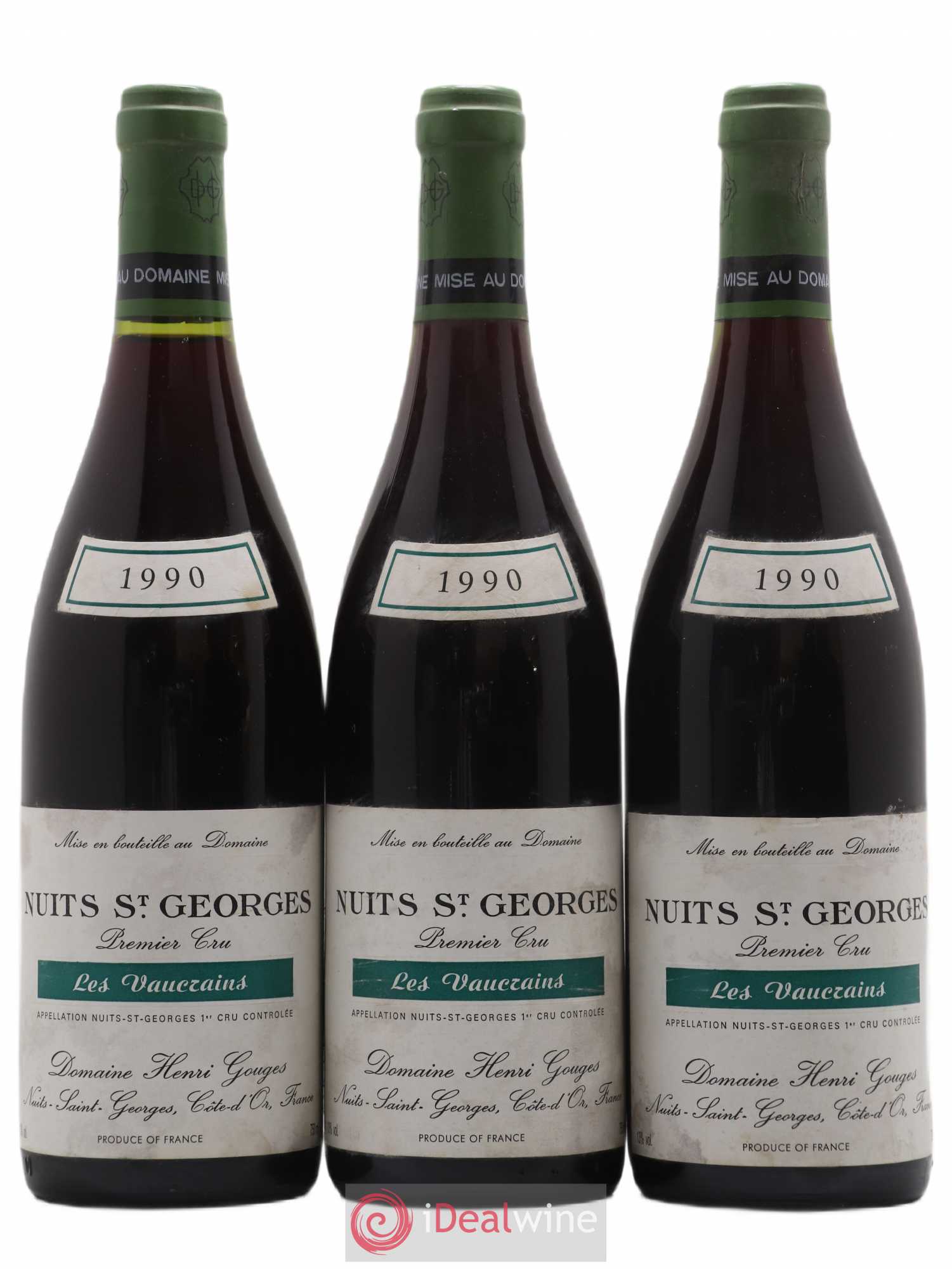 Nuits-Saint-Georges 1er Cru Les Vaucrains Henri Gouges 1990 - Lot de 3 bouteilles - 0