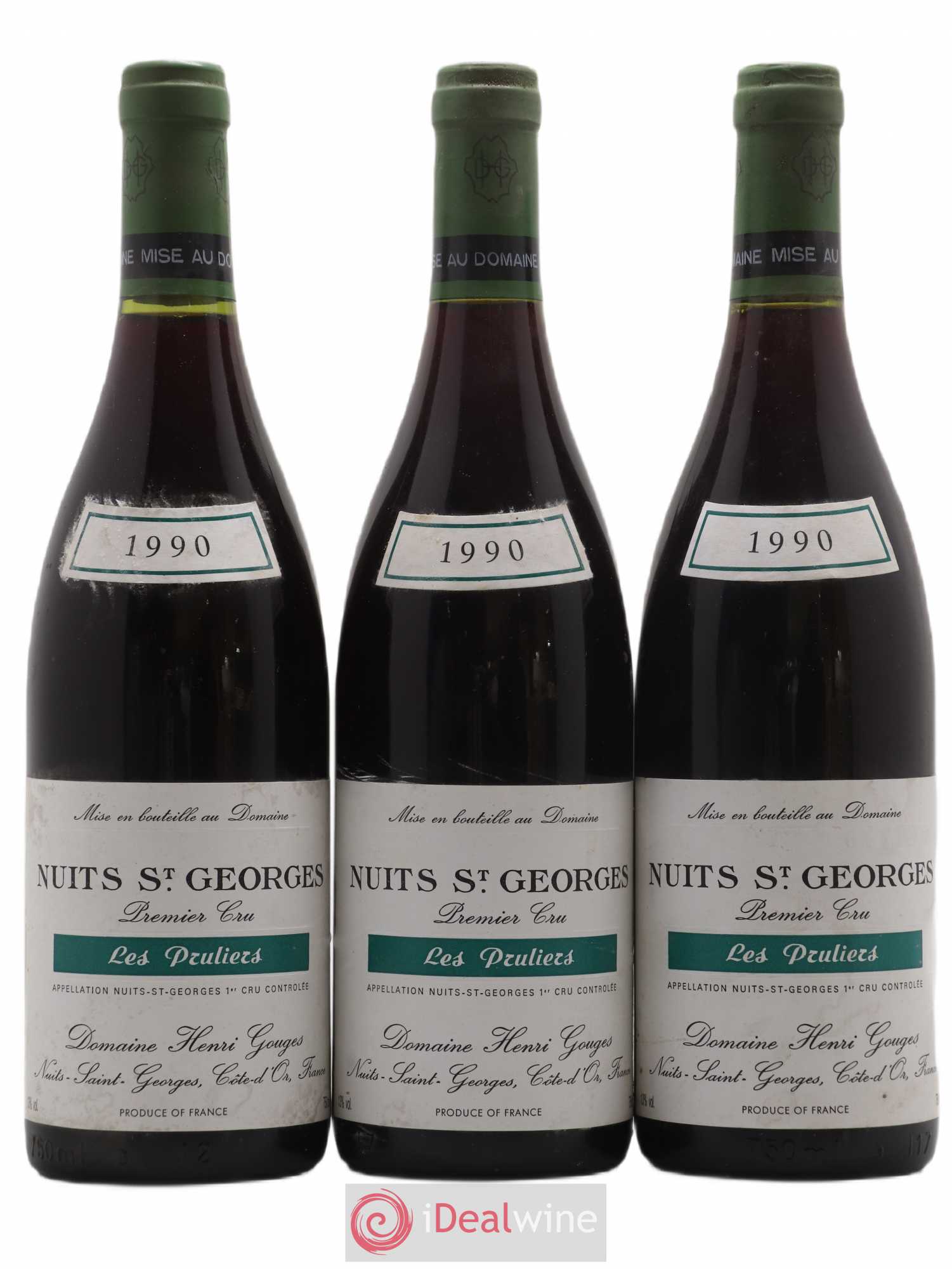 Nuits-Saint-Georges 1er Cru Les Pruliers Henri Gouges 1990 - Lot de 3 bouteilles - 0