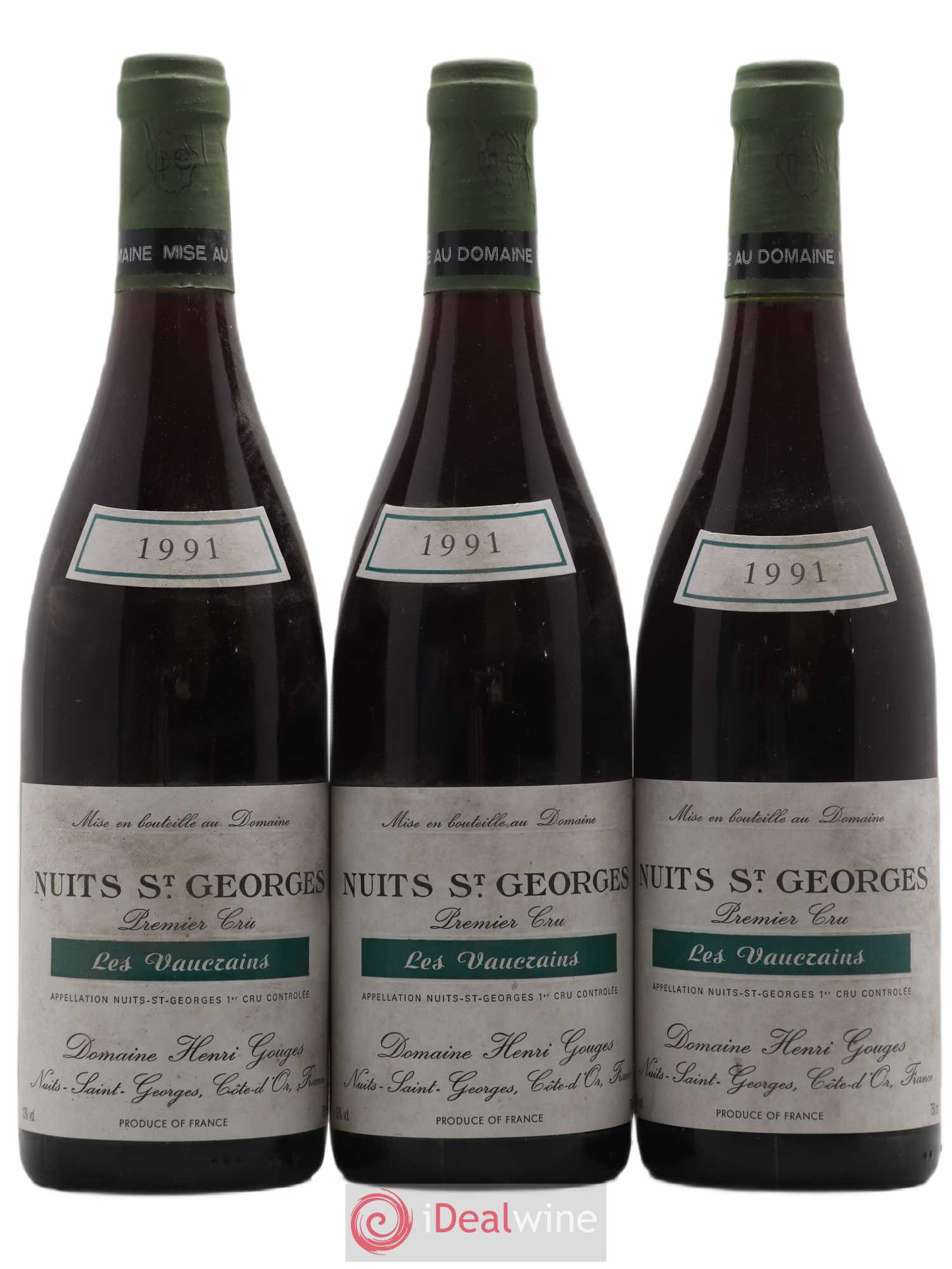 Nuits-Saint-Georges 1er Cru Les Vaucrains Henri Gouges 1991 - Lot de 3 bouteilles - 0