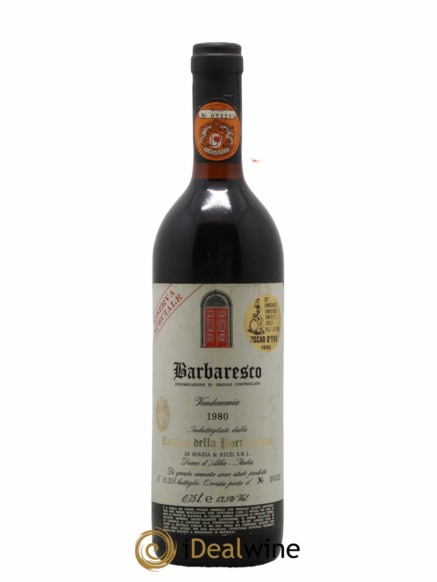 Barbaresco DOCG Riserva Speciale Cantina della Porta Rossa di Berzia e Rizzi 1980 - Lot de 1 bouteille - 0