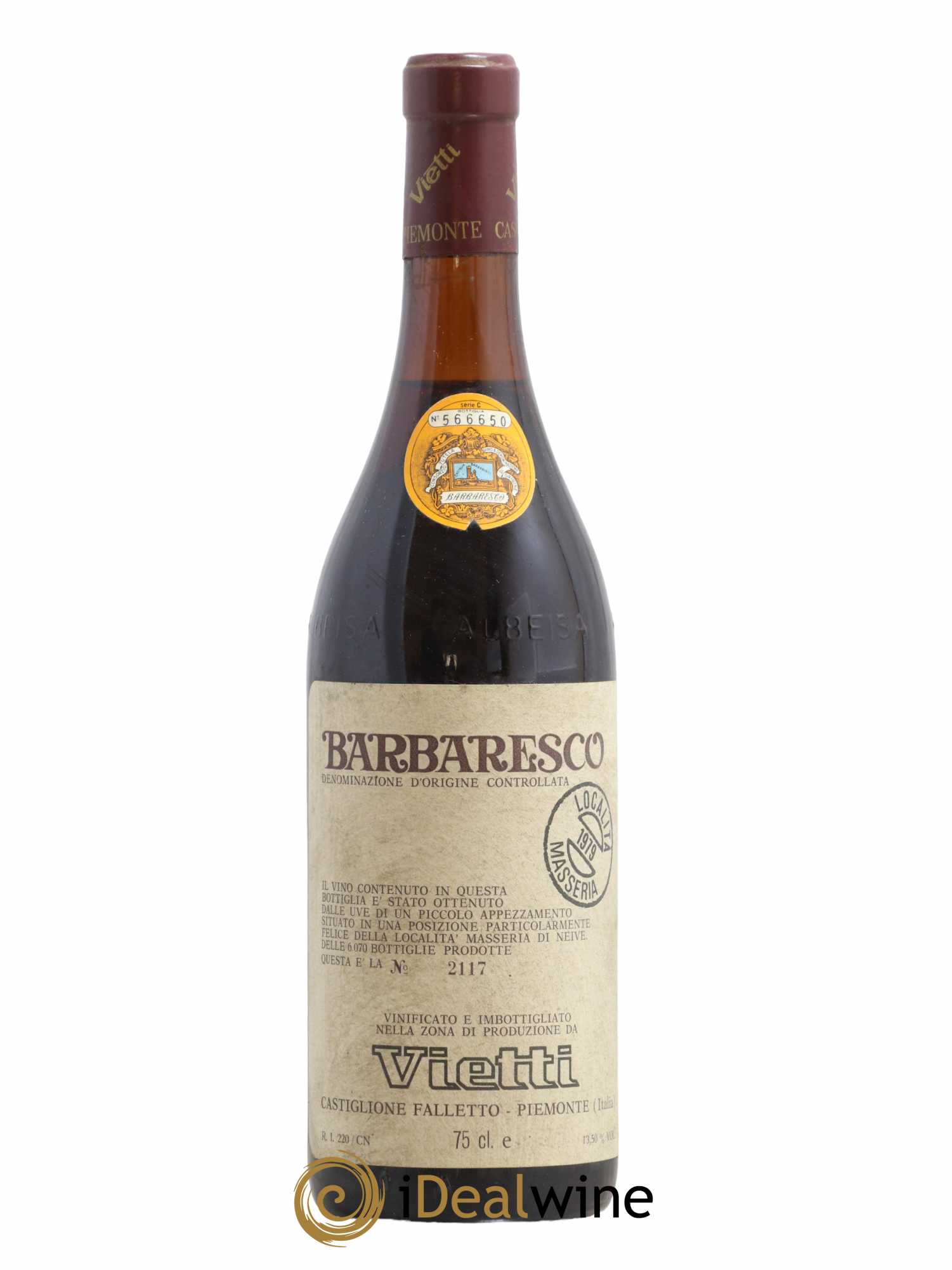 Barbaresco DOCG Masseria Vietti 1979 - Lot de 1 bouteille - 0
