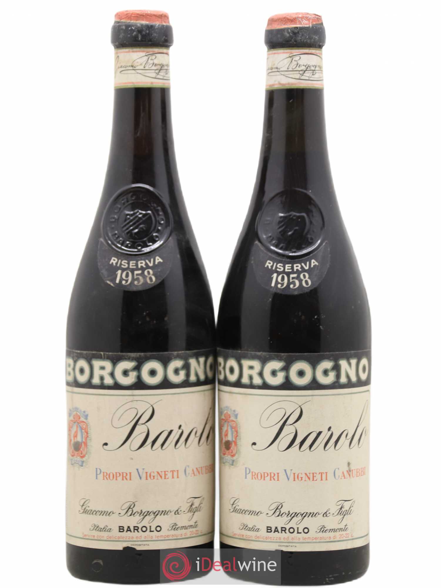 Barolo Borgogno Giacomo Riserva 1958 - Lot de 2 bouteilles - 0