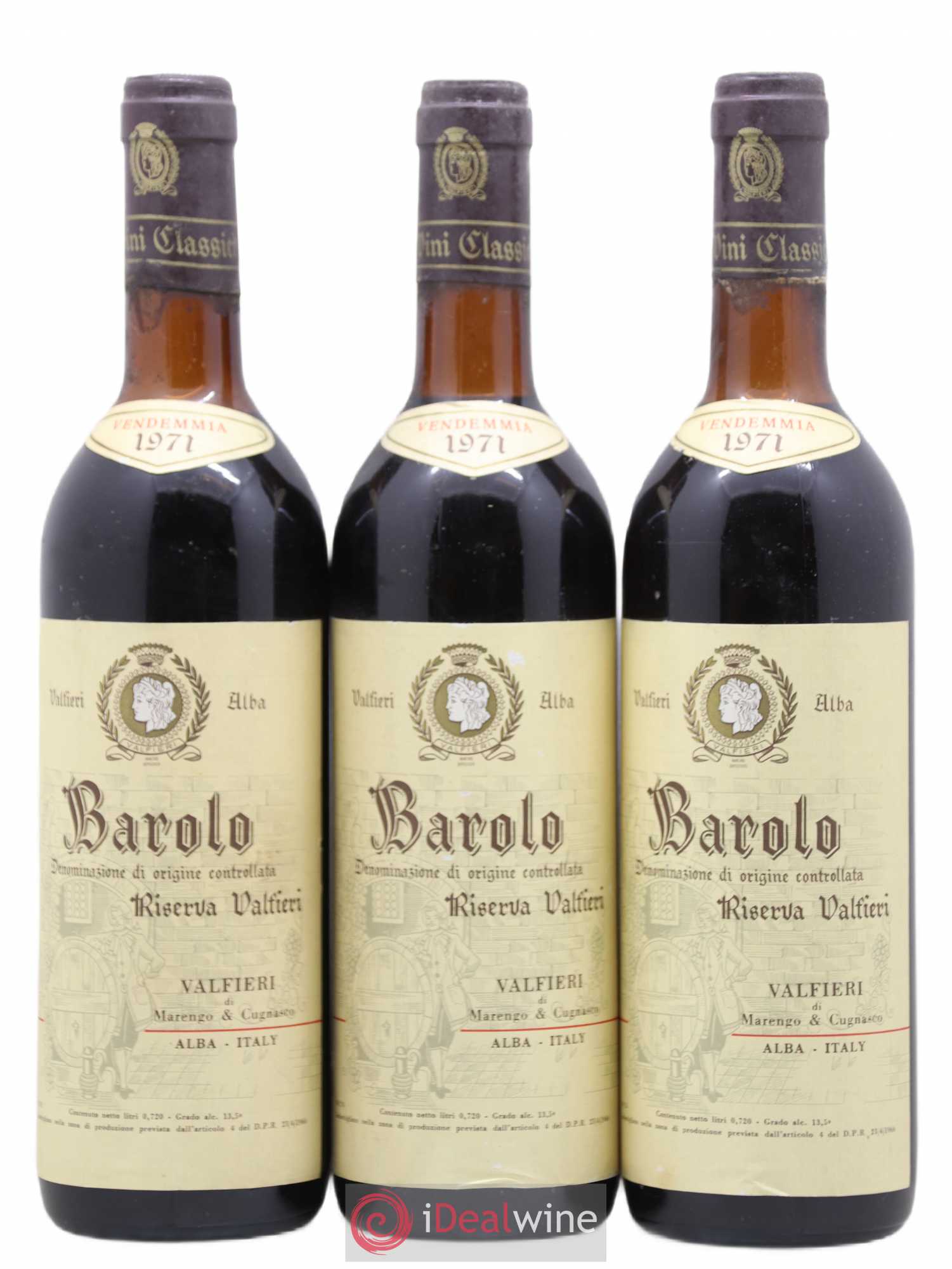 Barolo Riserva Valfieri Marengo & Cugnasco 1971 - Lot de 3 bouteilles - 0