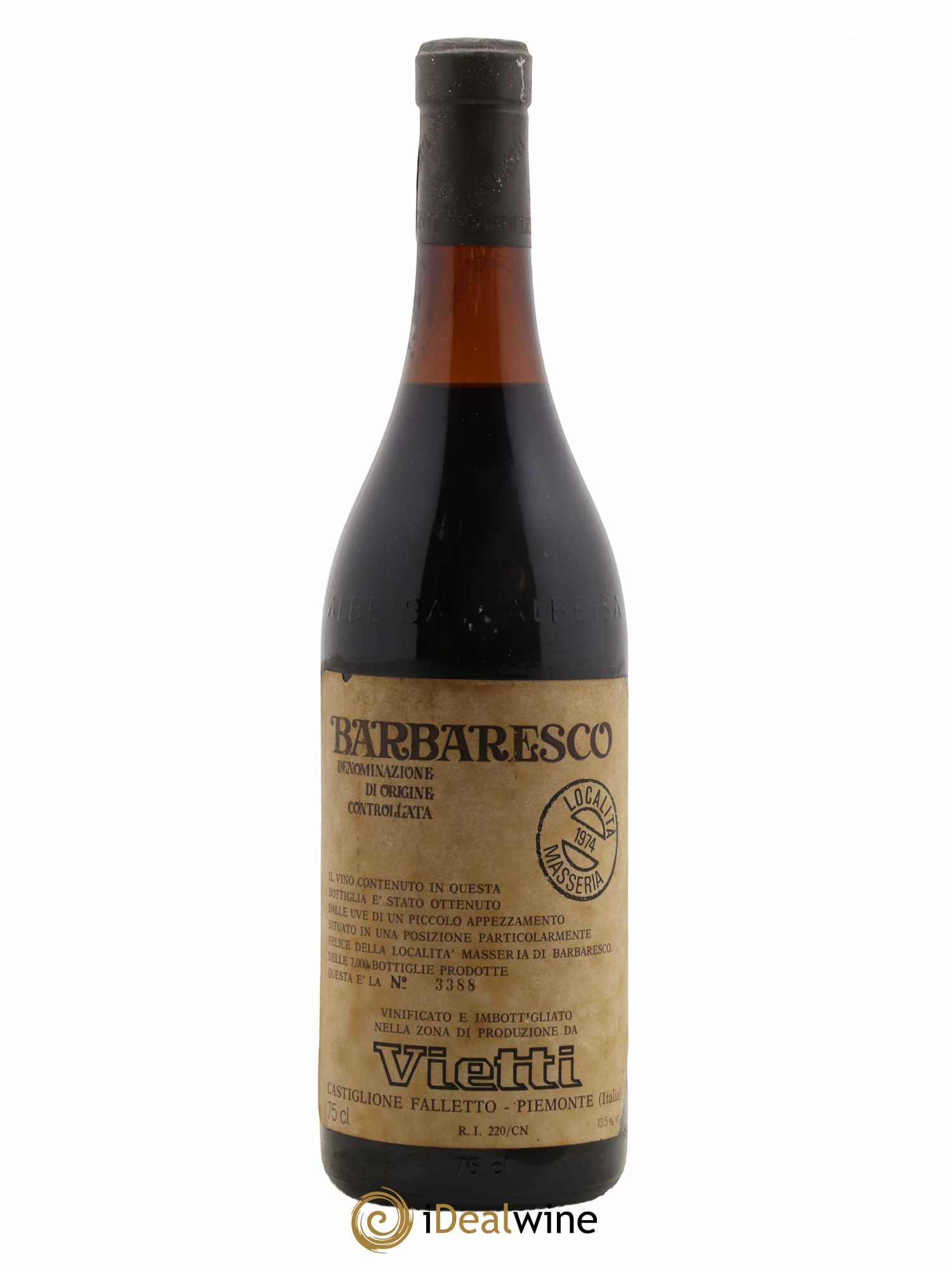 Barbaresco DOCG Masseria Vietti 1974 - Lot de 1 bouteille - 0