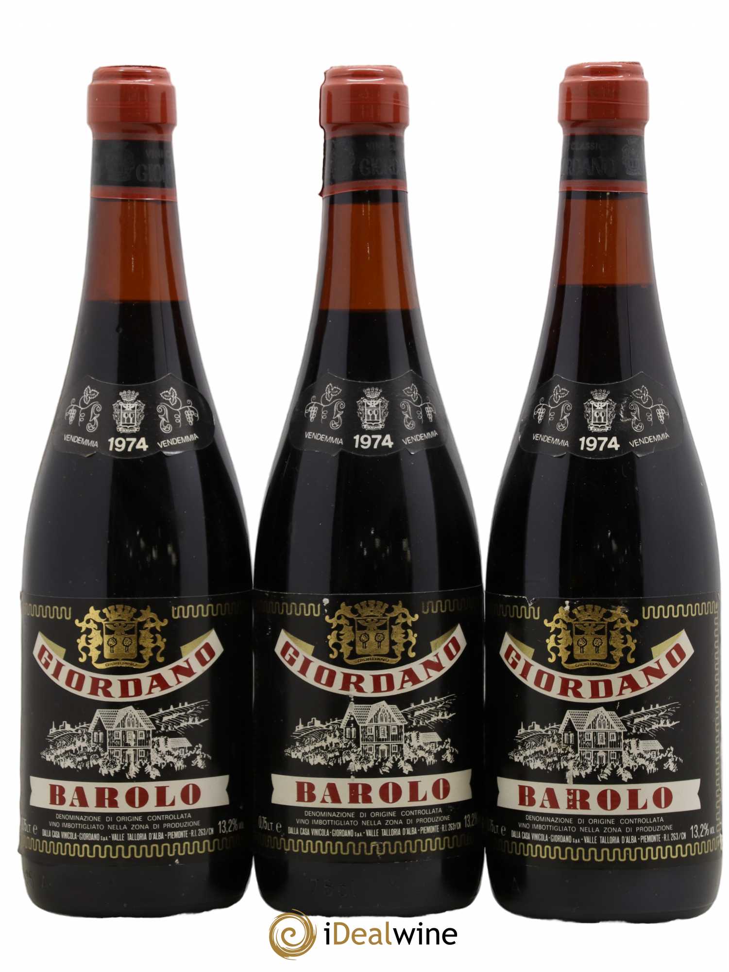 Barolo Giordano 1974 - Lot de 3 bouteilles - 0