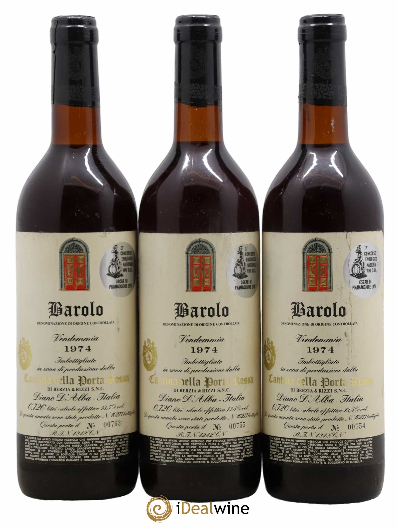 Barolo Cantina Della Porta Rossa 1974 - Posten von 3 Flaschen - 0