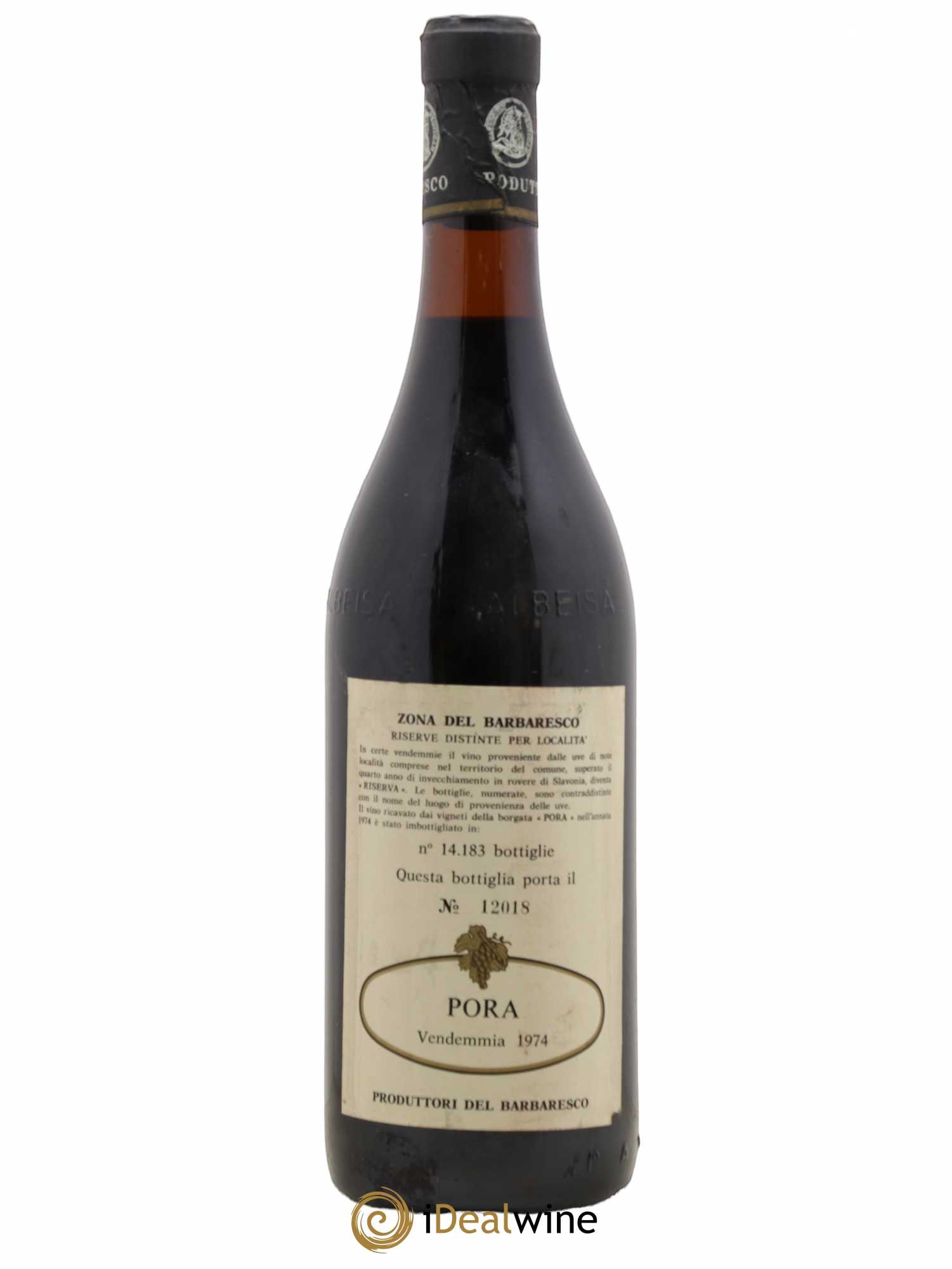 Barbaresco DOCG Produttori Del Barbarescro Riserva Pora 1974 - Lotto di 1 bottiglia - 1