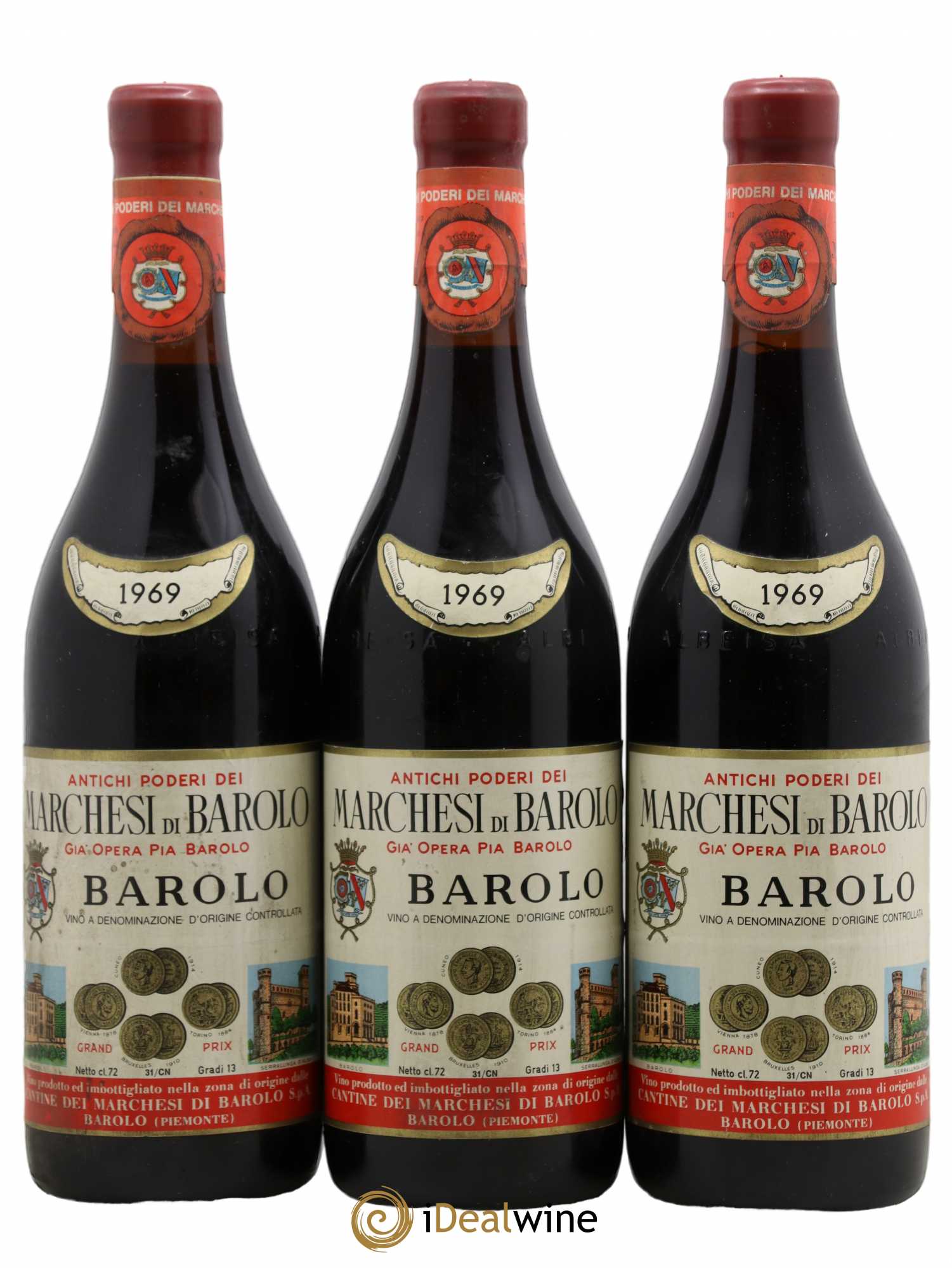 Barolo Marchesi Di Barolo 1969 - Lot de 3 bouteilles - 0