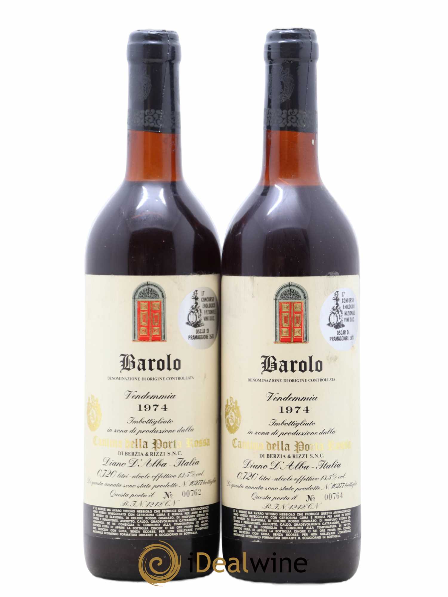 Barolo Portarossa 1974 - Lot de 2 bouteilles - 0