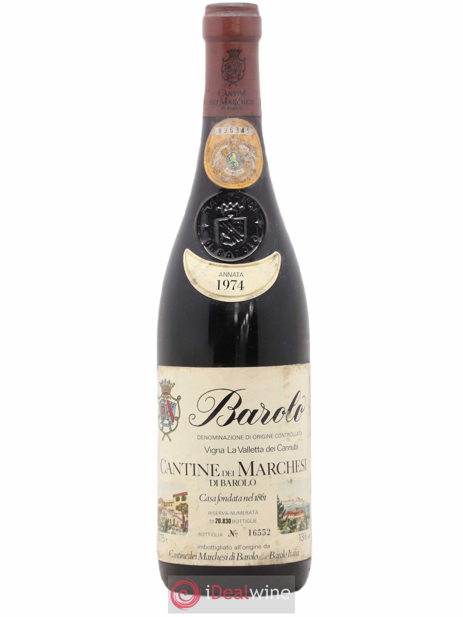 Barolo Vigna La Valletta dei Cannubi Cantina dei Marchesi di Barolo 1974 - Posten von 1 Flasche - 0