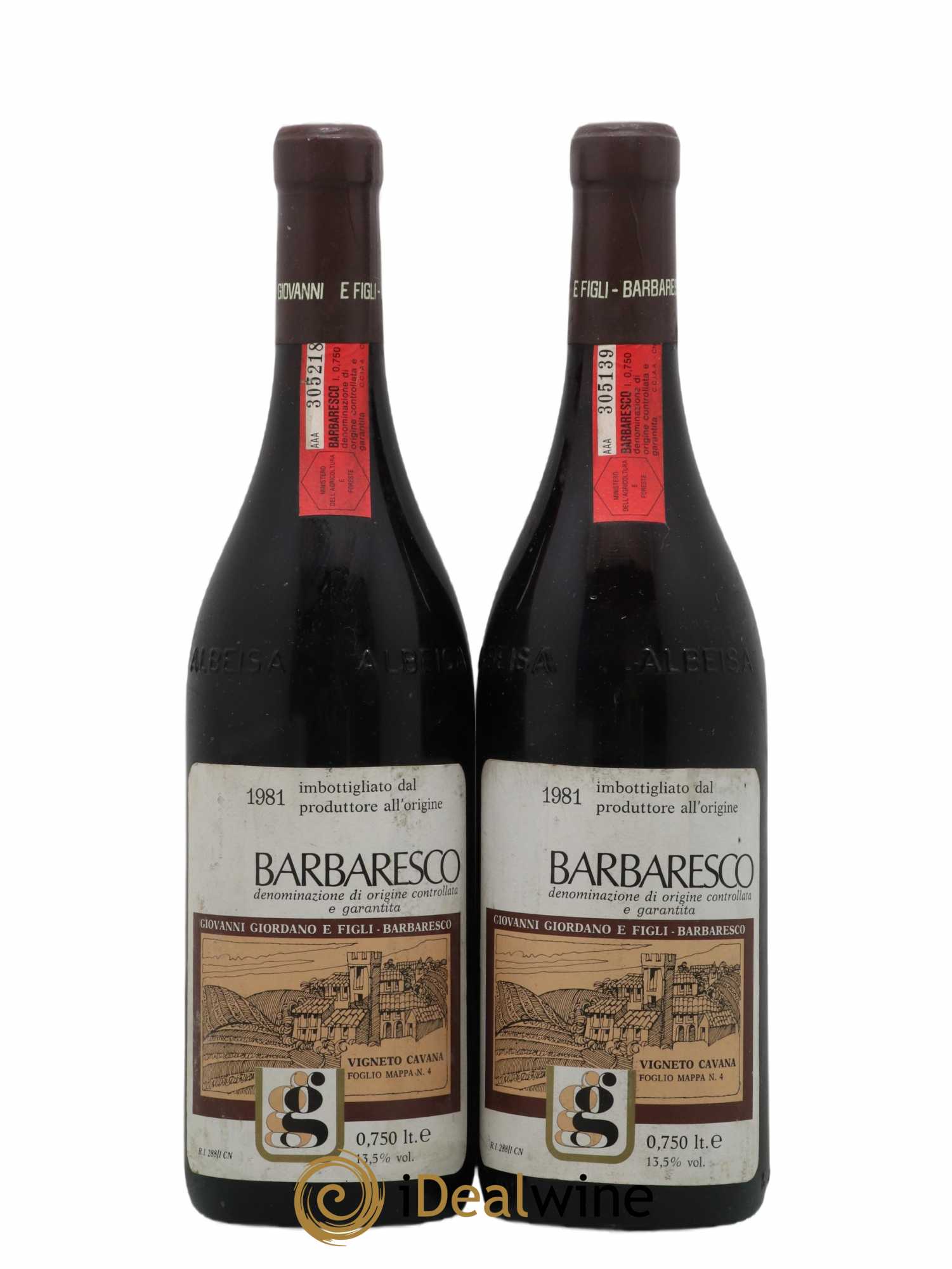Barbaresco DOCG Cavanna Luigi Giordano 1981 - Lot de 2 bouteilles - 0