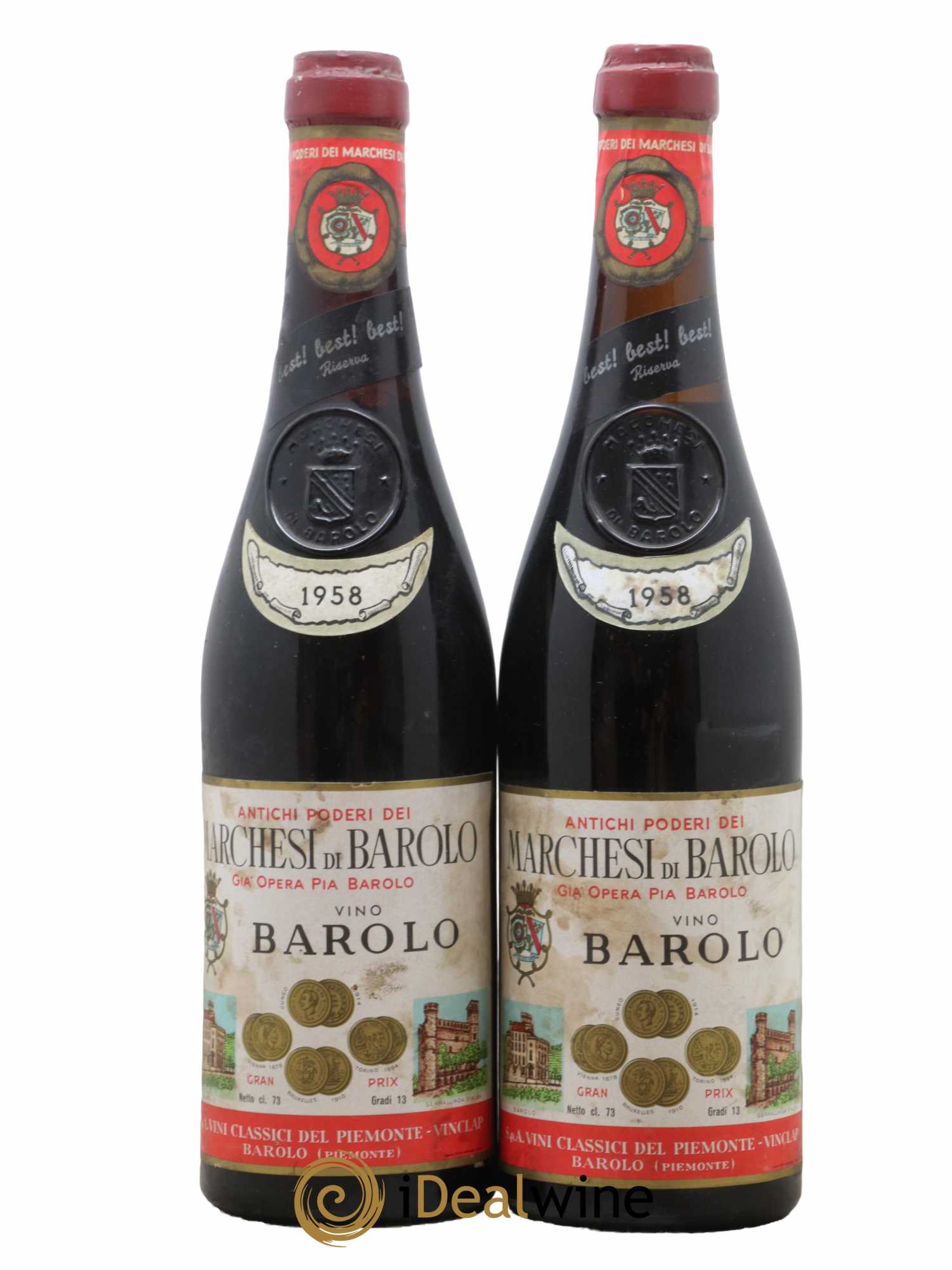 Barolo Marchesi Di Barolo 1958 - Lot de 2 bouteilles - 0