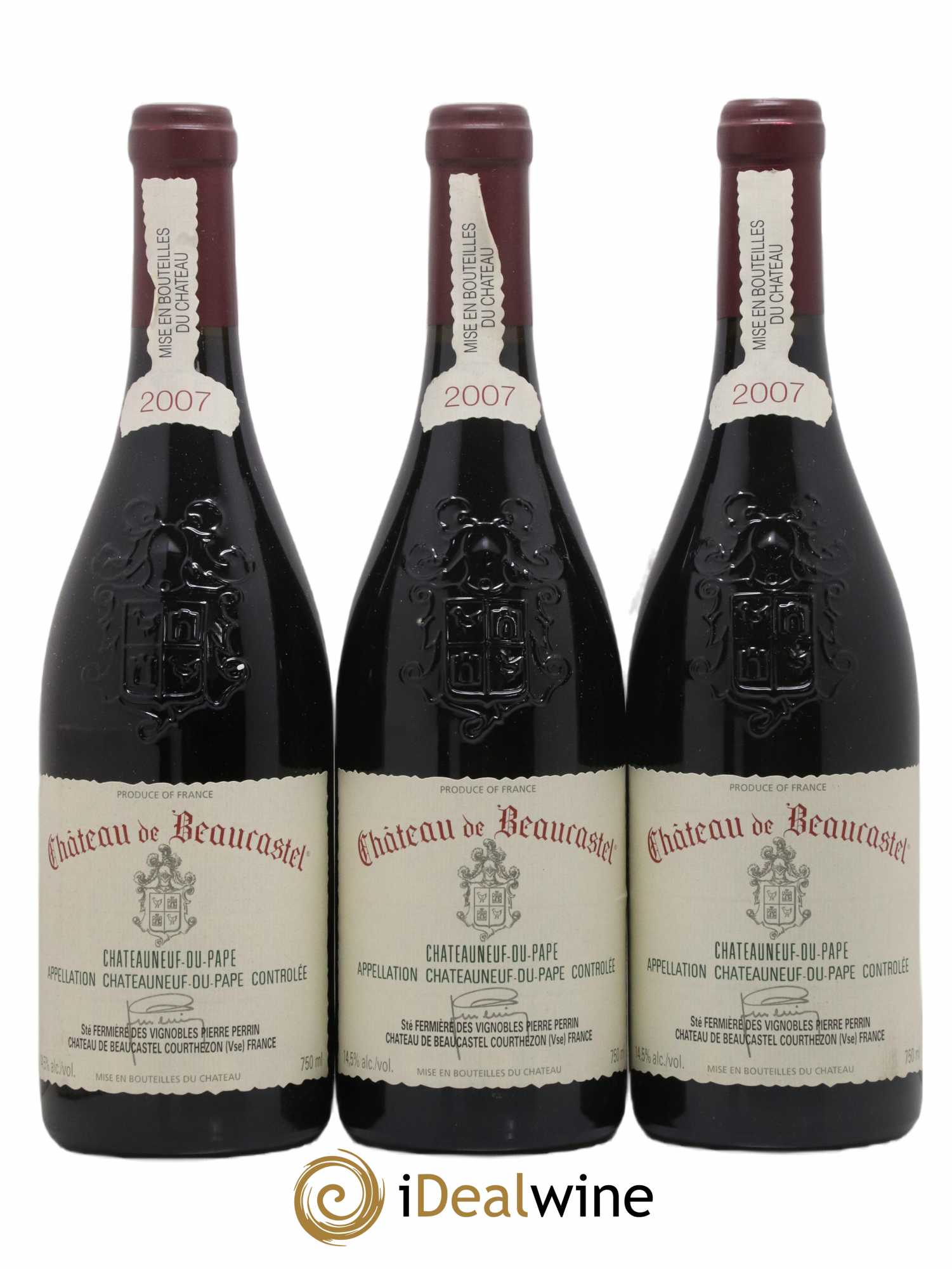 Châteauneuf-du-Pape Château de Beaucastel Famille Perrin 2007 - Lot de 3 bouteilles - 0