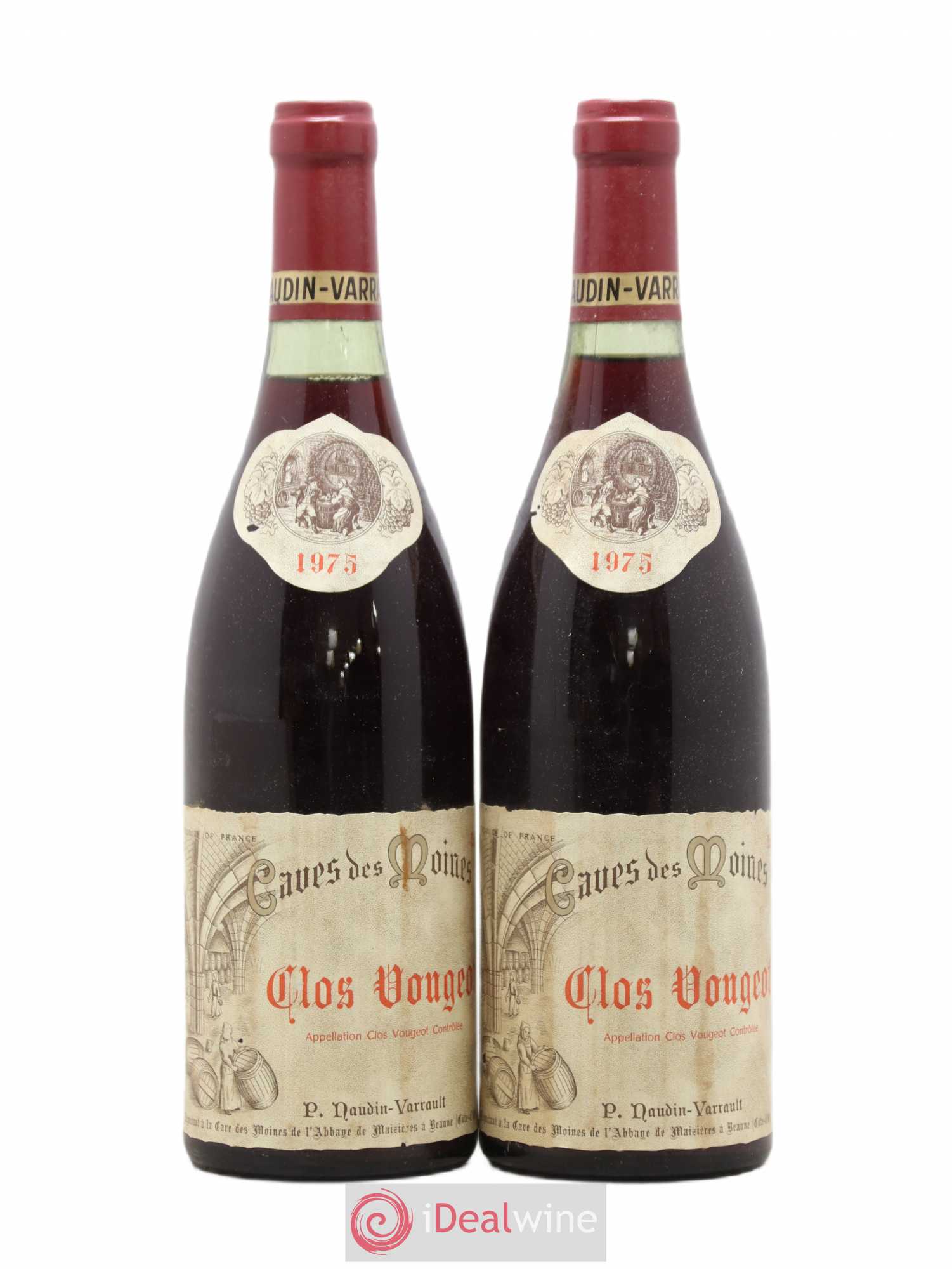 Clos de Vougeot Grand Cru Cave des Moines Naudin Varrault 1975 - Posten von 2 Flaschen - 0
