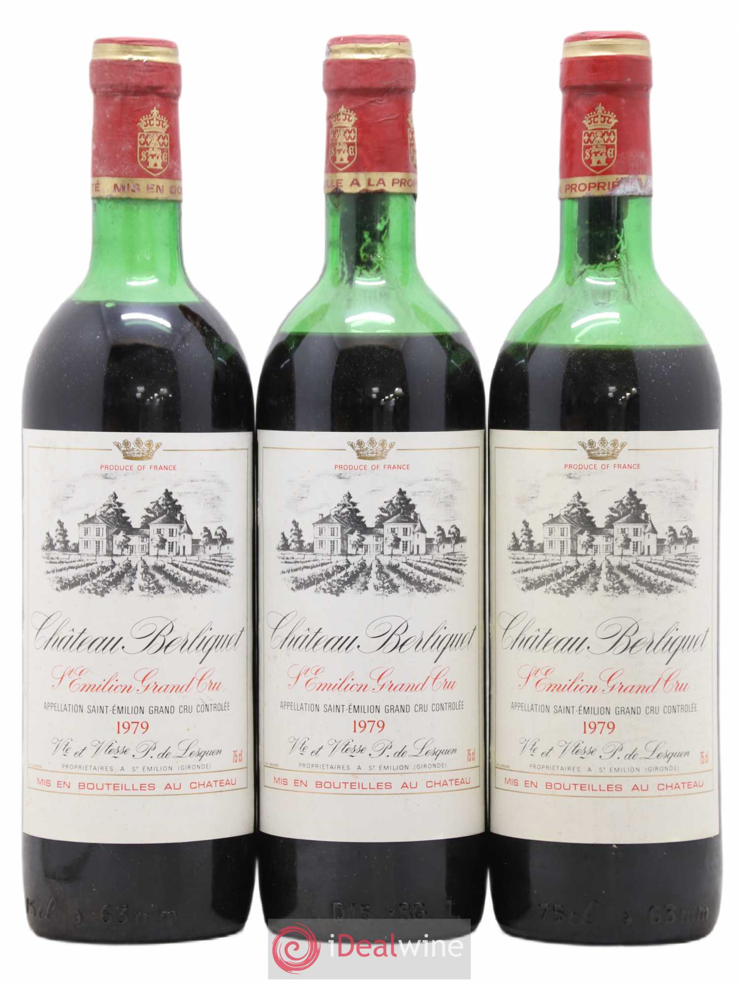 Château Berliquet Grand Cru Classé 1979 - Lot de 3 bouteilles - 0