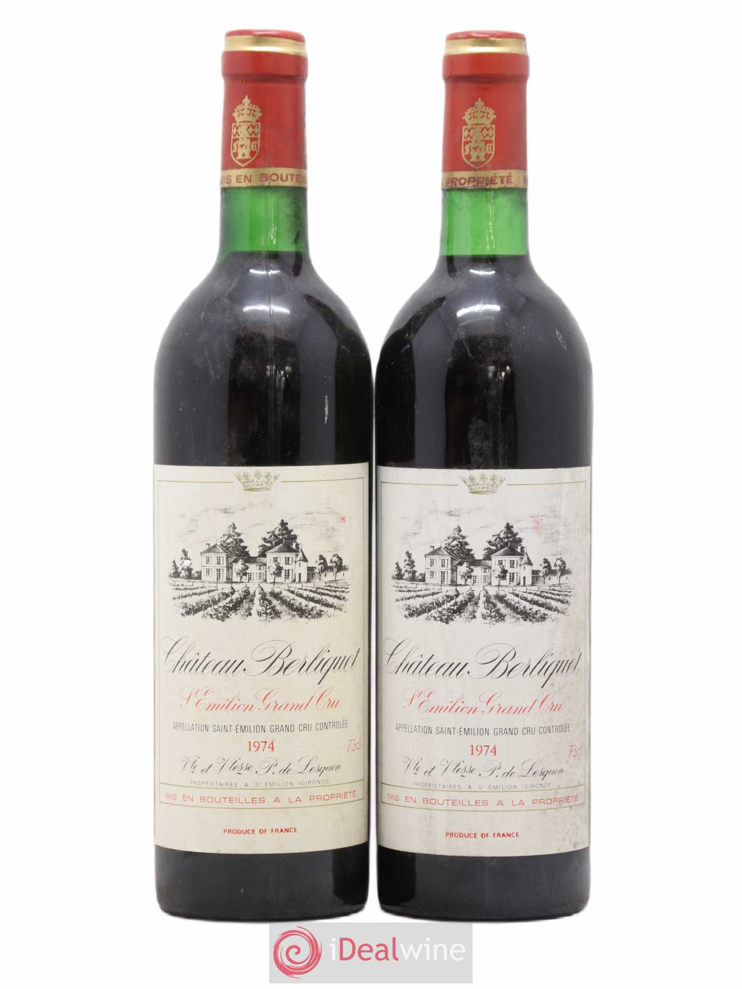 Château Berliquet Grand Cru Classé 1974 - Lot de 2 bouteilles - 0