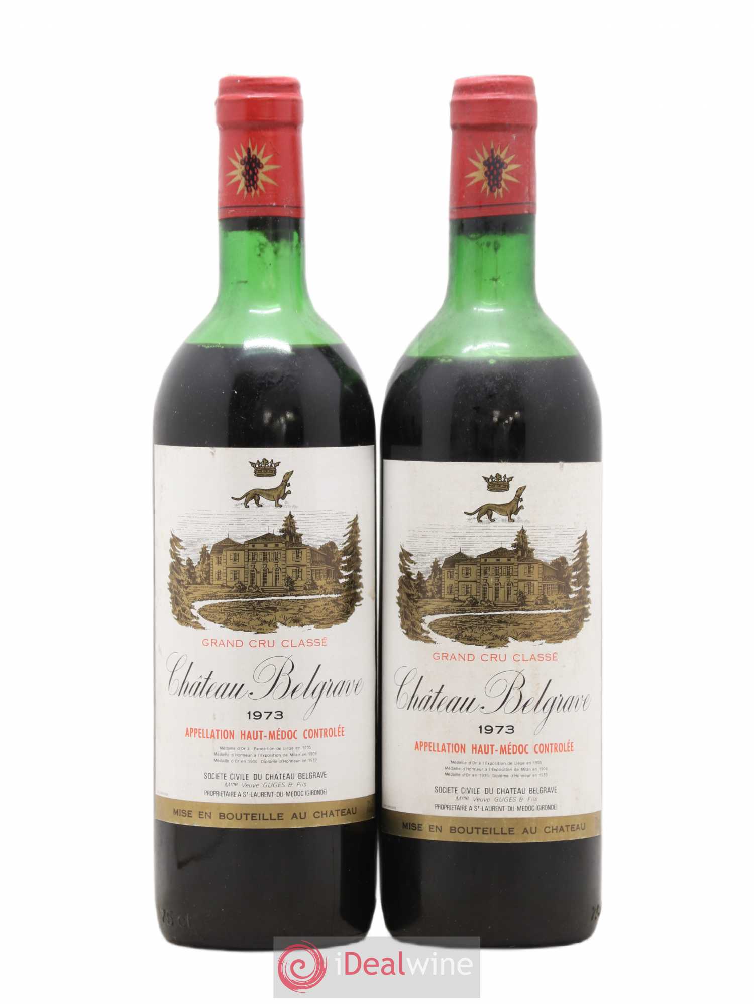 Château Belgrave 5ème Grand Cru Classé 1973 - Lot de 2 bouteilles - 0
