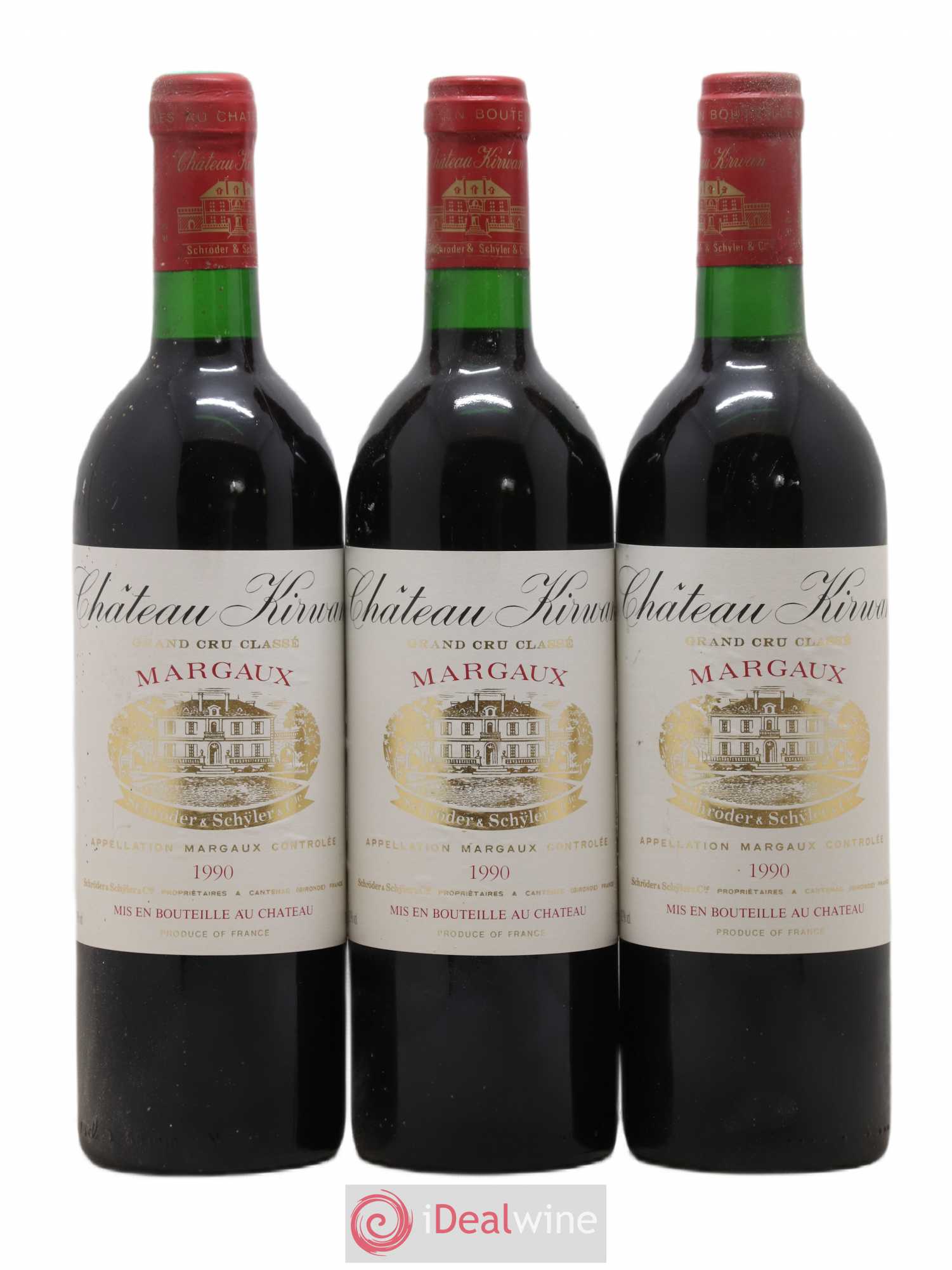 Château Kirwan 3ème Grand Cru Classé 1990 - Lot de 3 bouteilles - 0