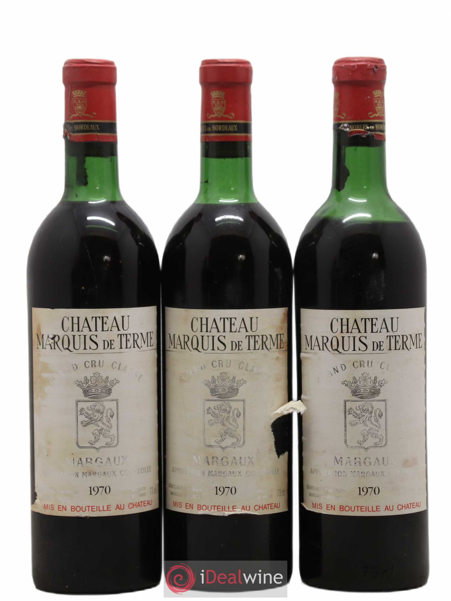 Château Marquis de Terme 4ème Grand Cru Classé 1970 - Lot de 12 bouteilles - 1
