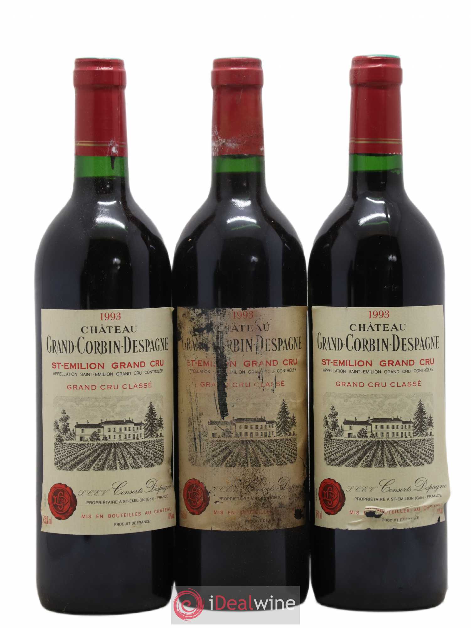 Château Grand Corbin Despagne Grand Cru Classé 1993 - Lot de 12 bouteilles - 1