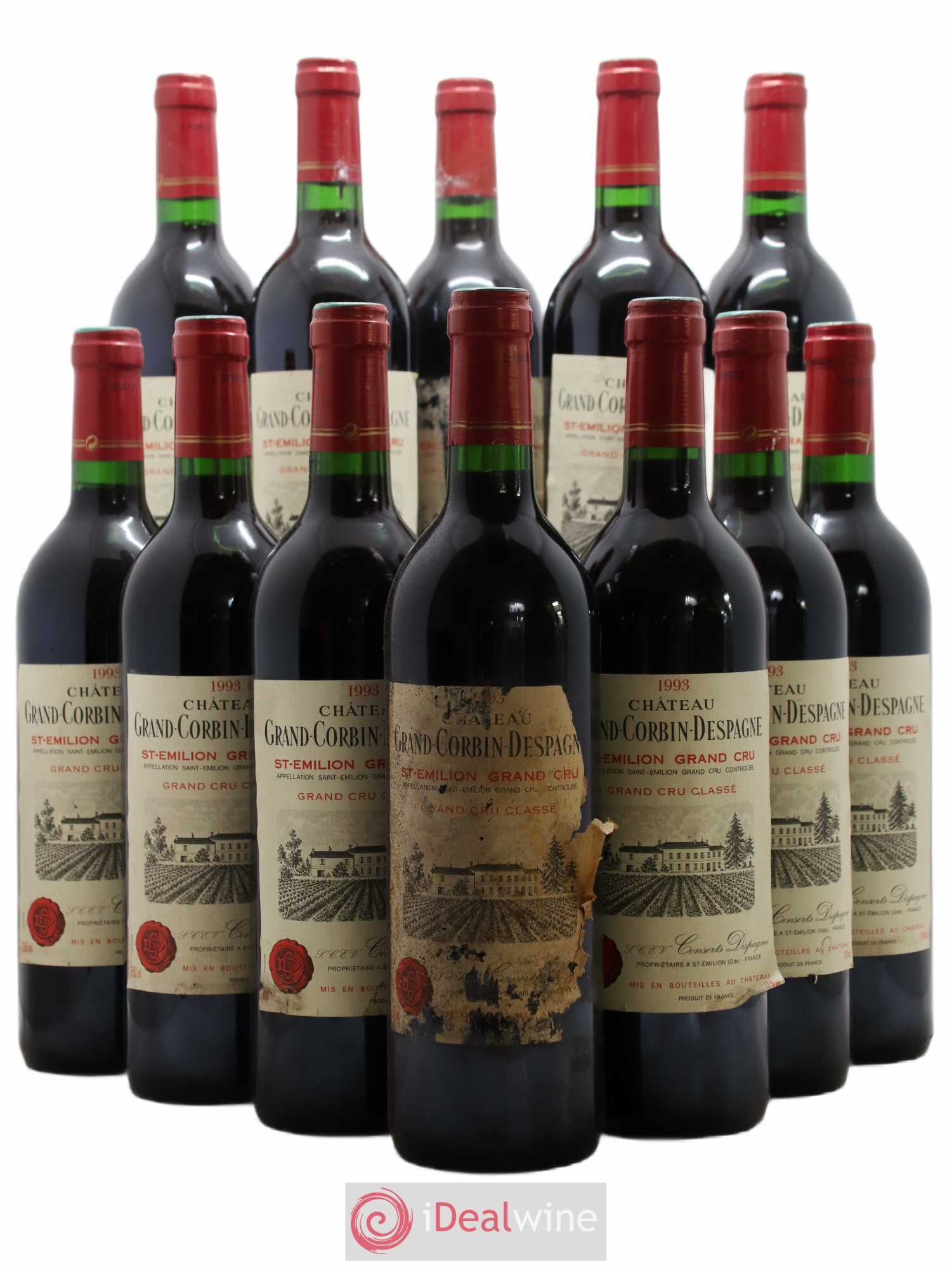 Château Grand Corbin Despagne Grand Cru Classé 1993 - Lot de 12 bouteilles - 0